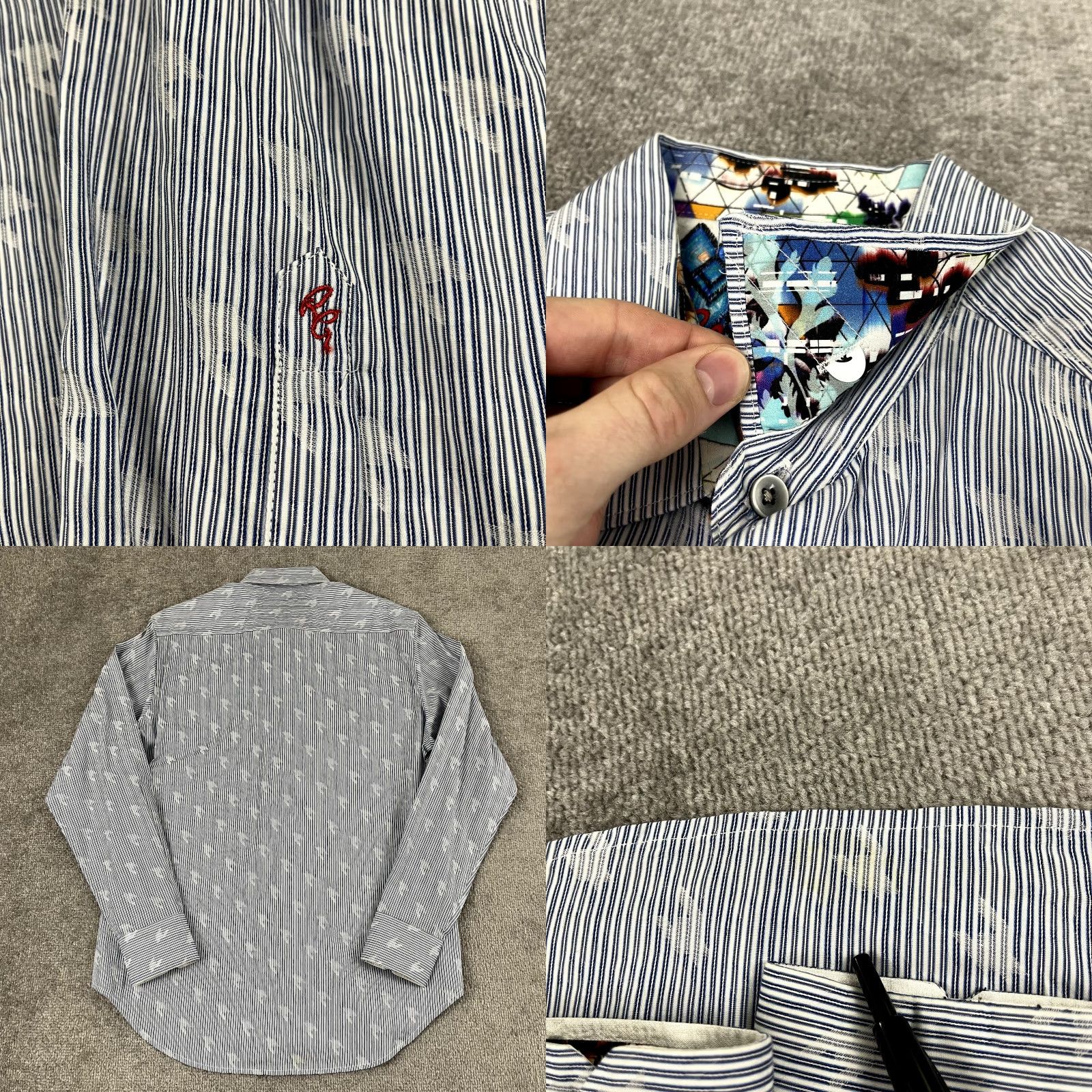 Robert Graham VINTAGE Robert Graham Shirt Mens Medium Classic Blue White Geometric Button Up Preppy Size US M / EU 48-50 / 2 - 8 Thumbnail