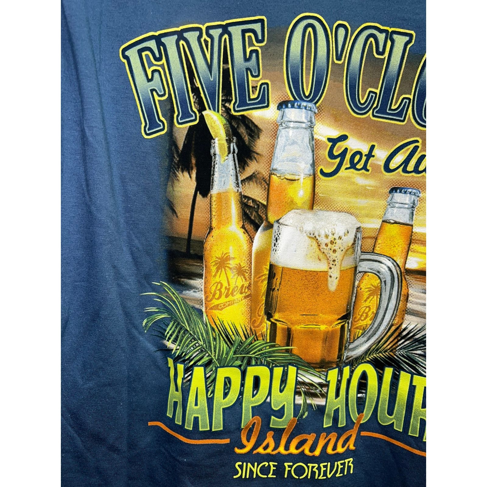 Vintage Happy Hour Beer Shirt Five O Clock Island Newport NWT Tee M Size US M / EU 48-50 / 2 - 8 Thumbnail