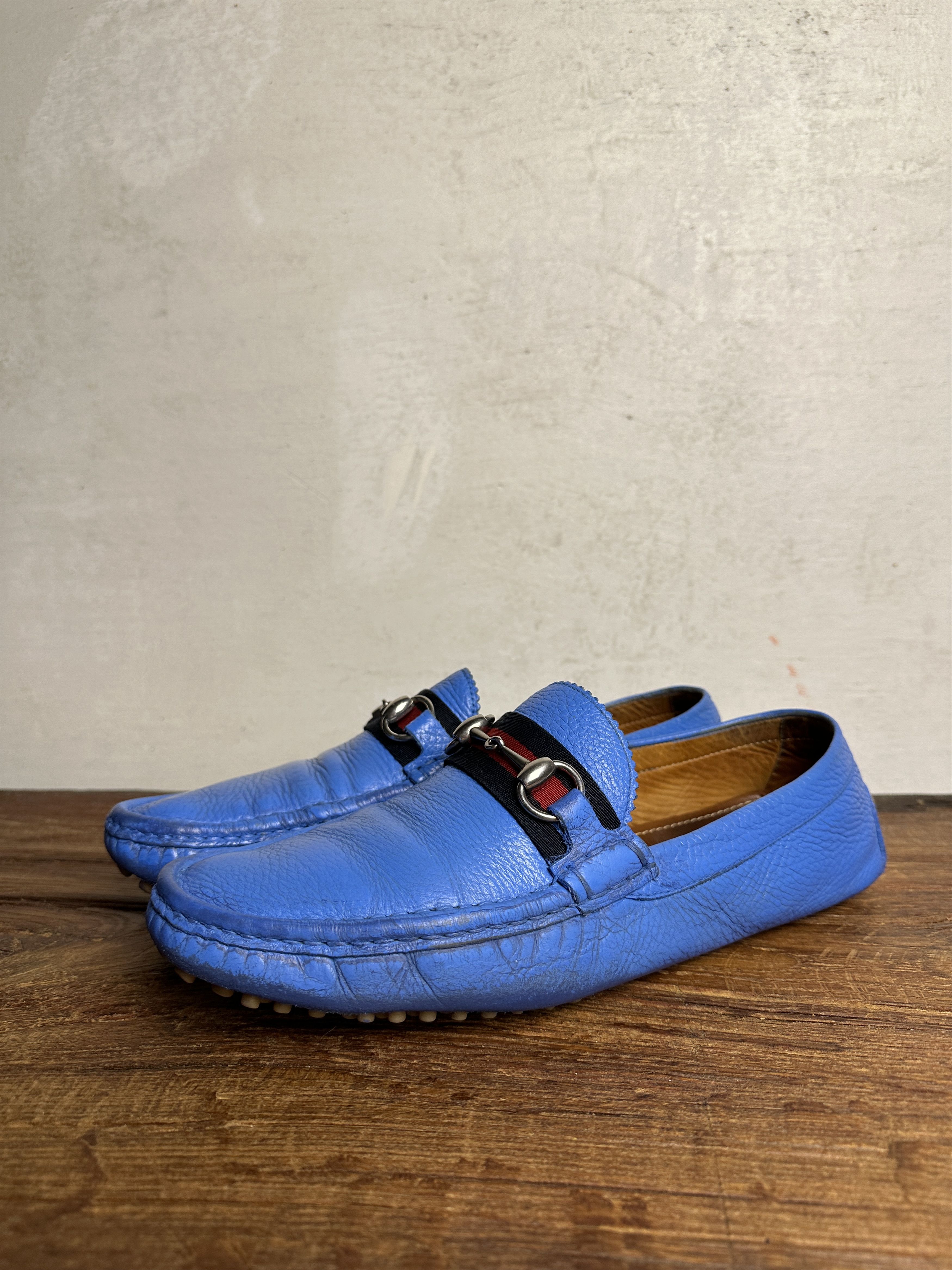 Gucci GUCCI BLUE LEATHER MOCCASINS Size US 9 / EU 42 - 2 Thumbnail