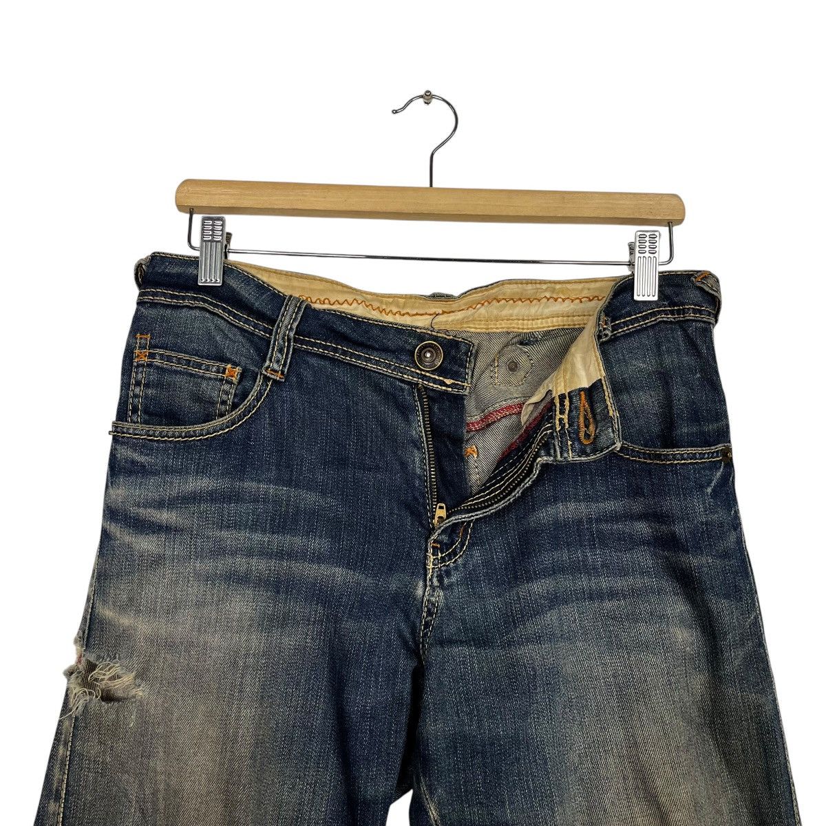 14th Addiction Vintage Daily Topics Distressed Buckle Denim Jeans Size 31" - 14 Thumbnail