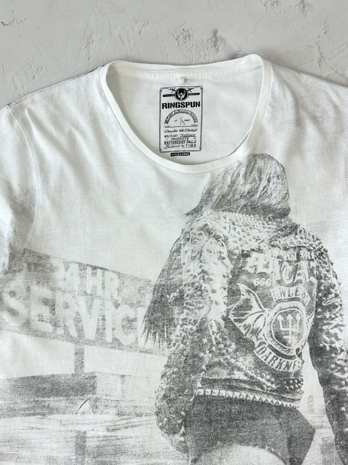 Ringspun Vintage Ringspun Printed White T-shirt Size US L / EU 52-54 / 3 - 4 Thumbnail