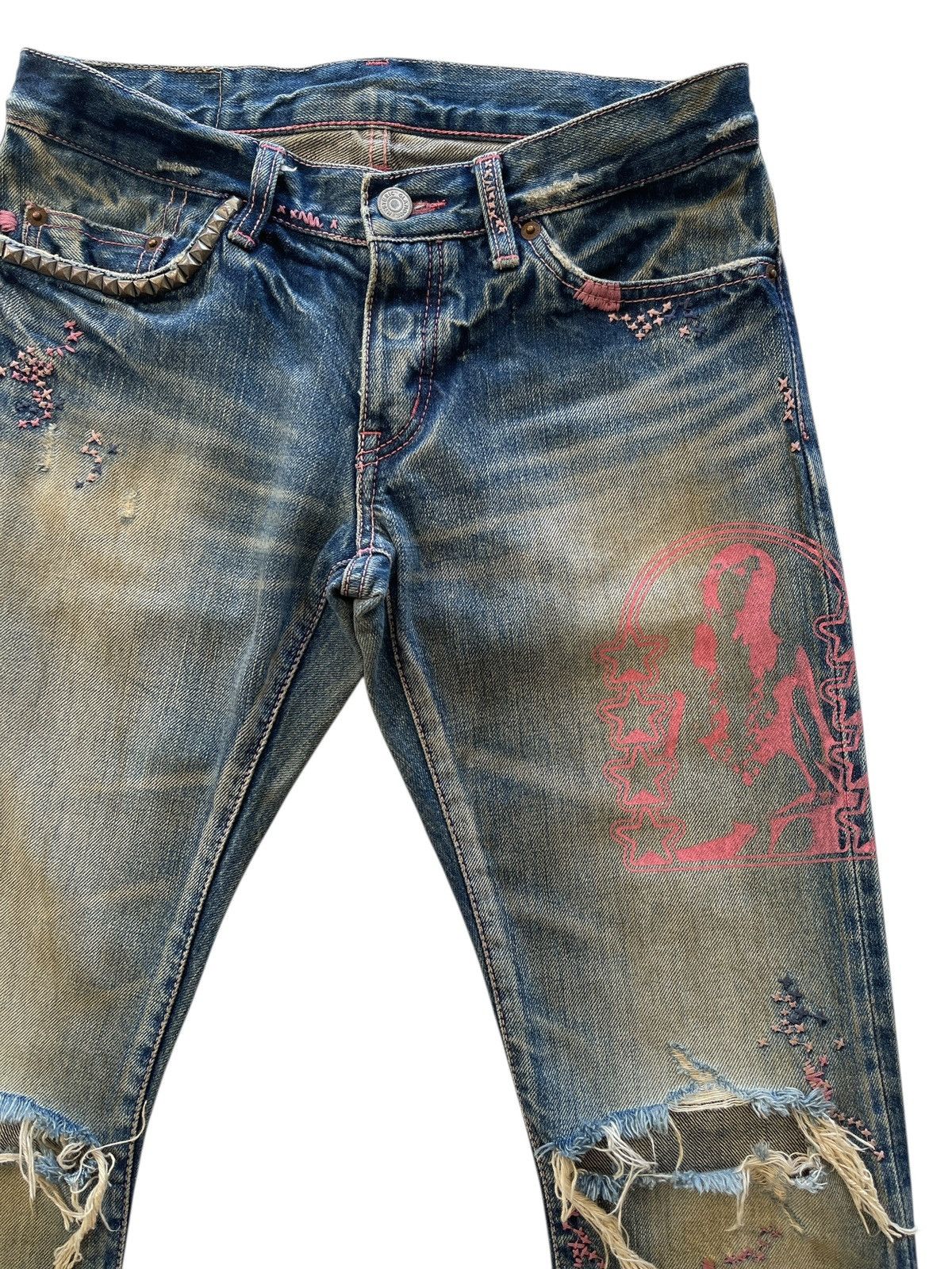 Hysteric Glamour Hysteric Glamour Distressed Rusty Flare Selvedge Denim Size 28" / US 6 / IT 42 - 6 Thumbnail