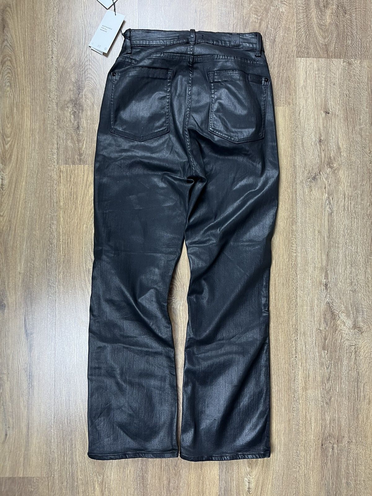 7 For All Mankind ➕7 for all mankind coated waxed black jeans shiny y2k Size 30" / US 8 / IT 44 - 2 Thumbnail