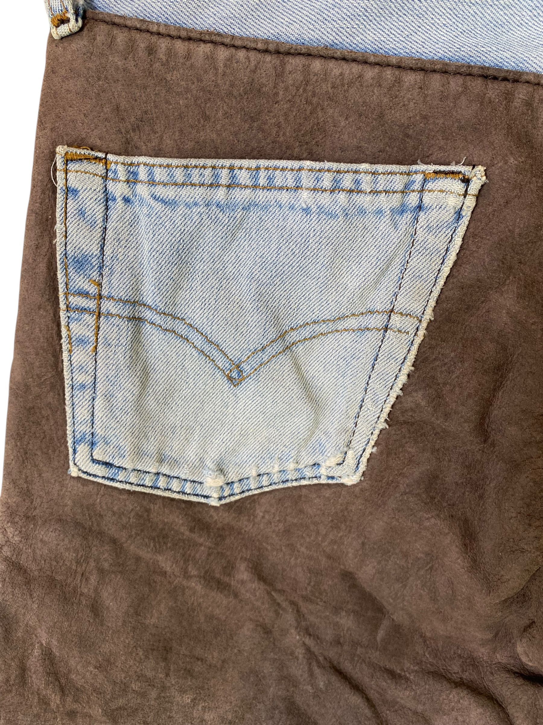 Levi's × Vintage 90s Levis 501 custom leather jeans Size US 30 / EU 46 - 7 Thumbnail