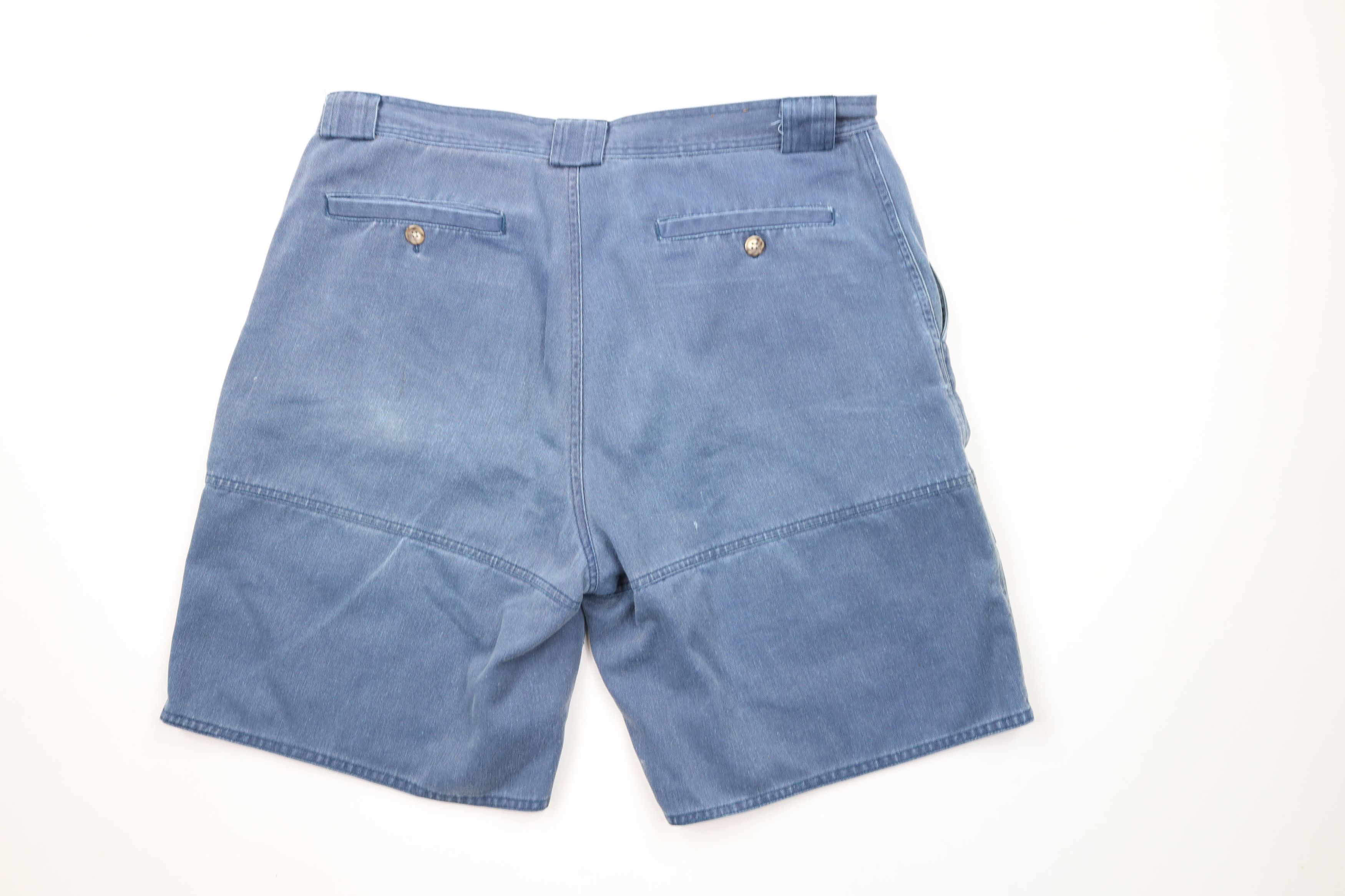 Vintage Vintage 90s Streetwear Stonewash Pleated Cargo Shorts Blue Size US 36 / EU 52 - 10 Thumbnail