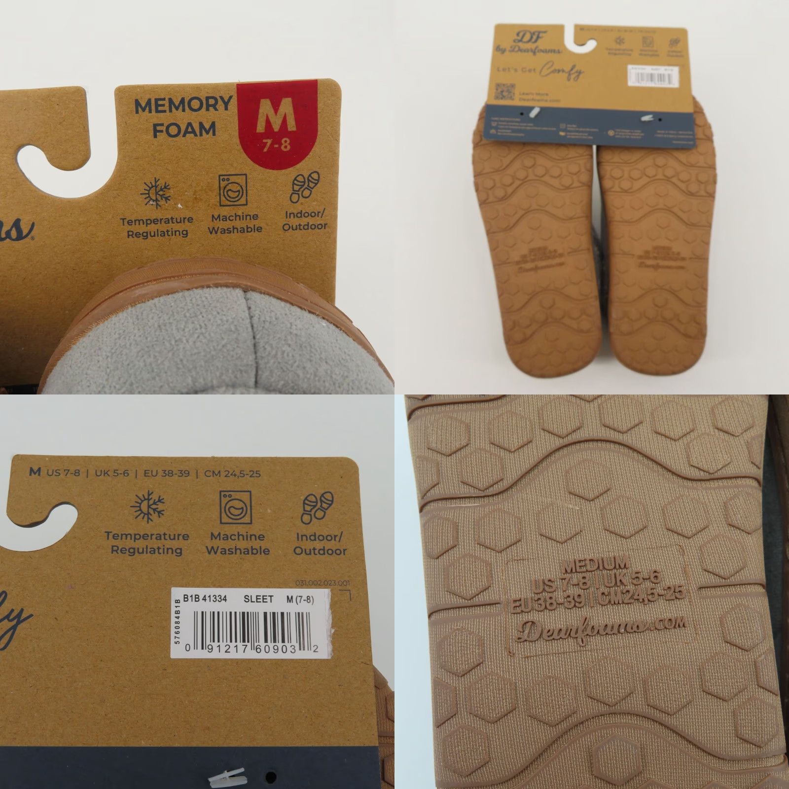 Vintage Dearfoams Slipper Women Medium 7-8 Gray Knit Memory Foam Indoor Outdoor Slip-On New Size M / US 6-8 / IT 42-44 - 8 Thumbnail