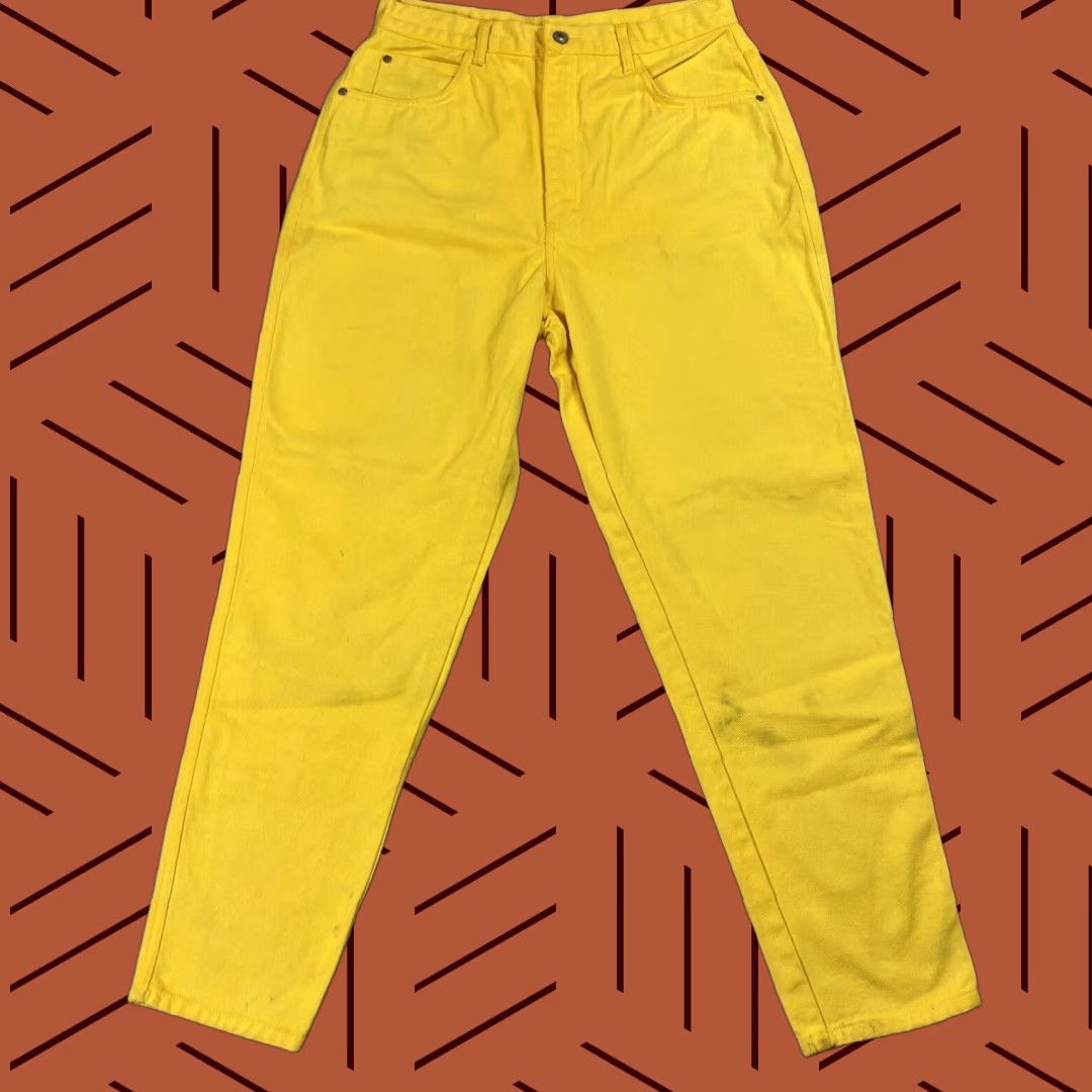 Vintage VINTAGE Gitano Jeans WOMENS High Waist MOM Tapered Leg Yellow 14 Pants 5-Pocket Denim Slim/Regular Fit 80s 90s Womens Size 36" / US 14 / IT 50 - 1 Thumbnail