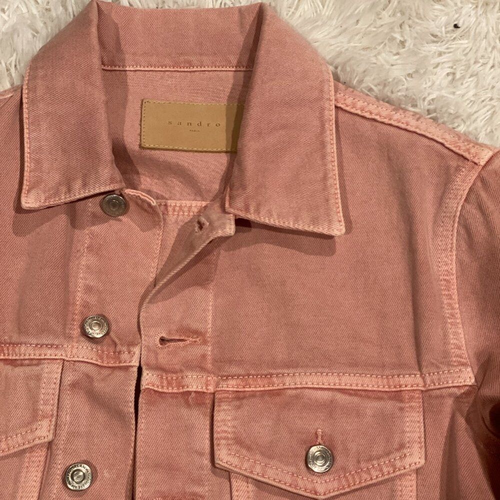 Sandro Vintage Sandro Paris Denim Jacket Pink Faded Medium Size US M / EU 48-50 / 2 - 5 Thumbnail