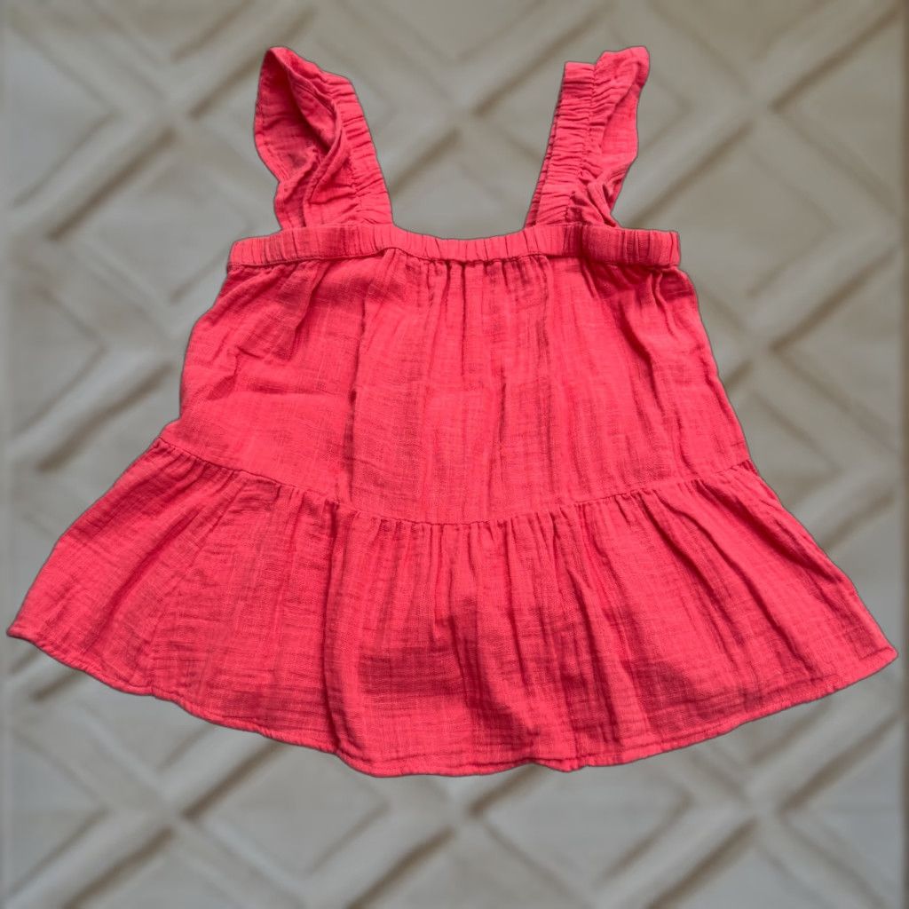 Pinko VINTAGE SO Peasant Smock Ruffle Tank Top Women Medium Pink Cotton Casual Boho Summer Beach Size M / US 6-8 / IT 42-44 - 1 Thumbnail
