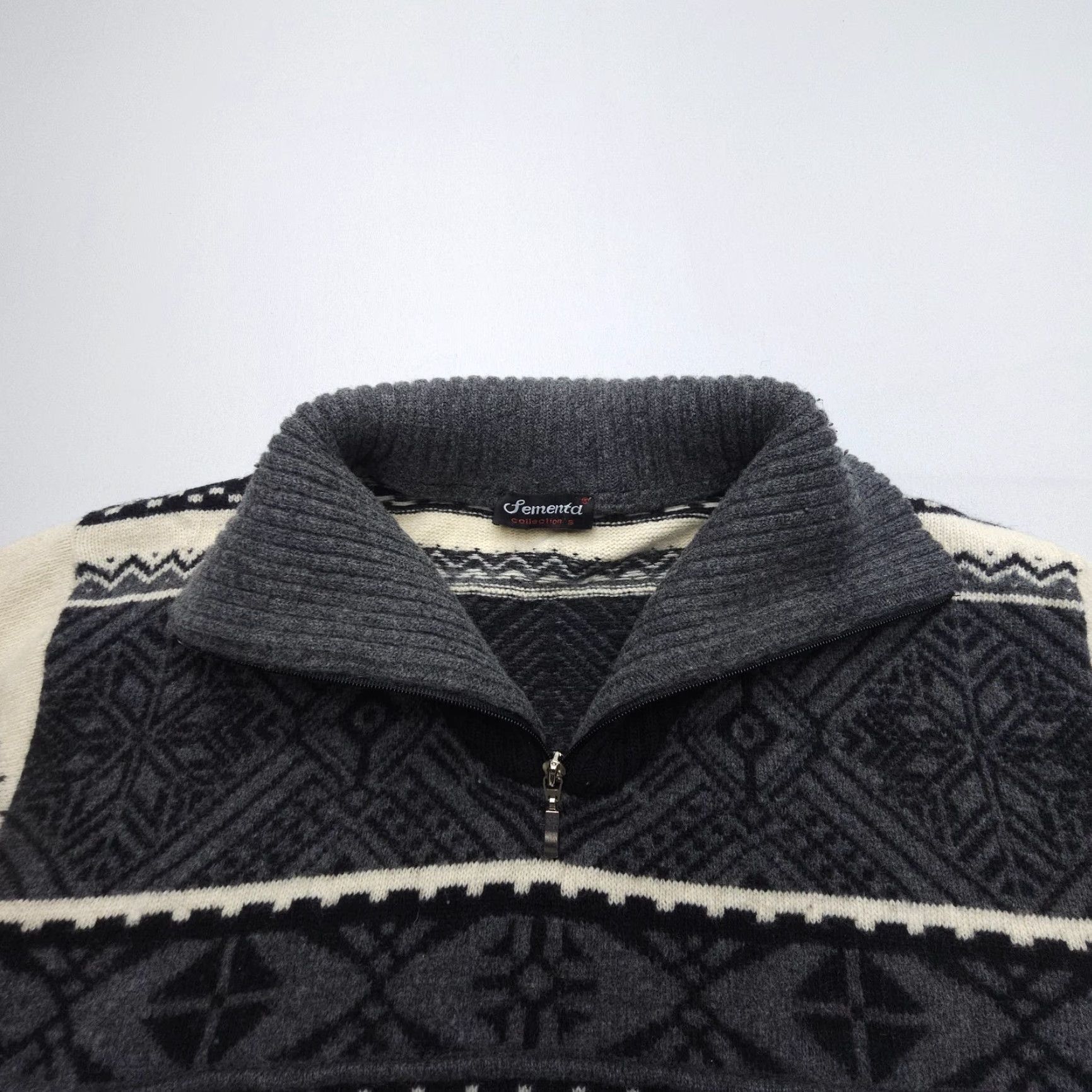 Vintage Sementa Fair Isle Wool Sweater Mens Medium Nordic 1/4 Zip Knit Apres Ski Size US M / EU 48-50 / 2 - 4 Thumbnail