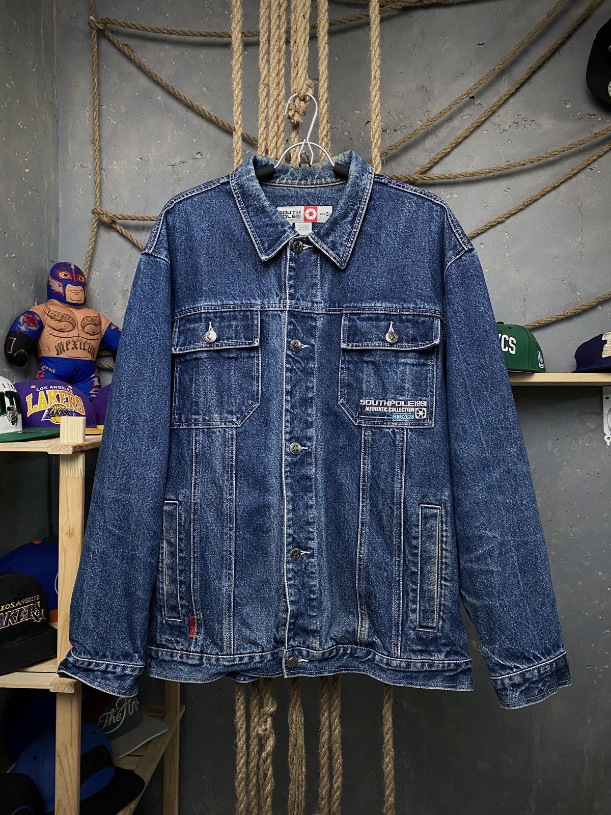 image of Southpole x Vintage 90's Vintage Soutphole Heavy Baggy Denim Jacket Rap Hiphop, Men's (Size Medium)