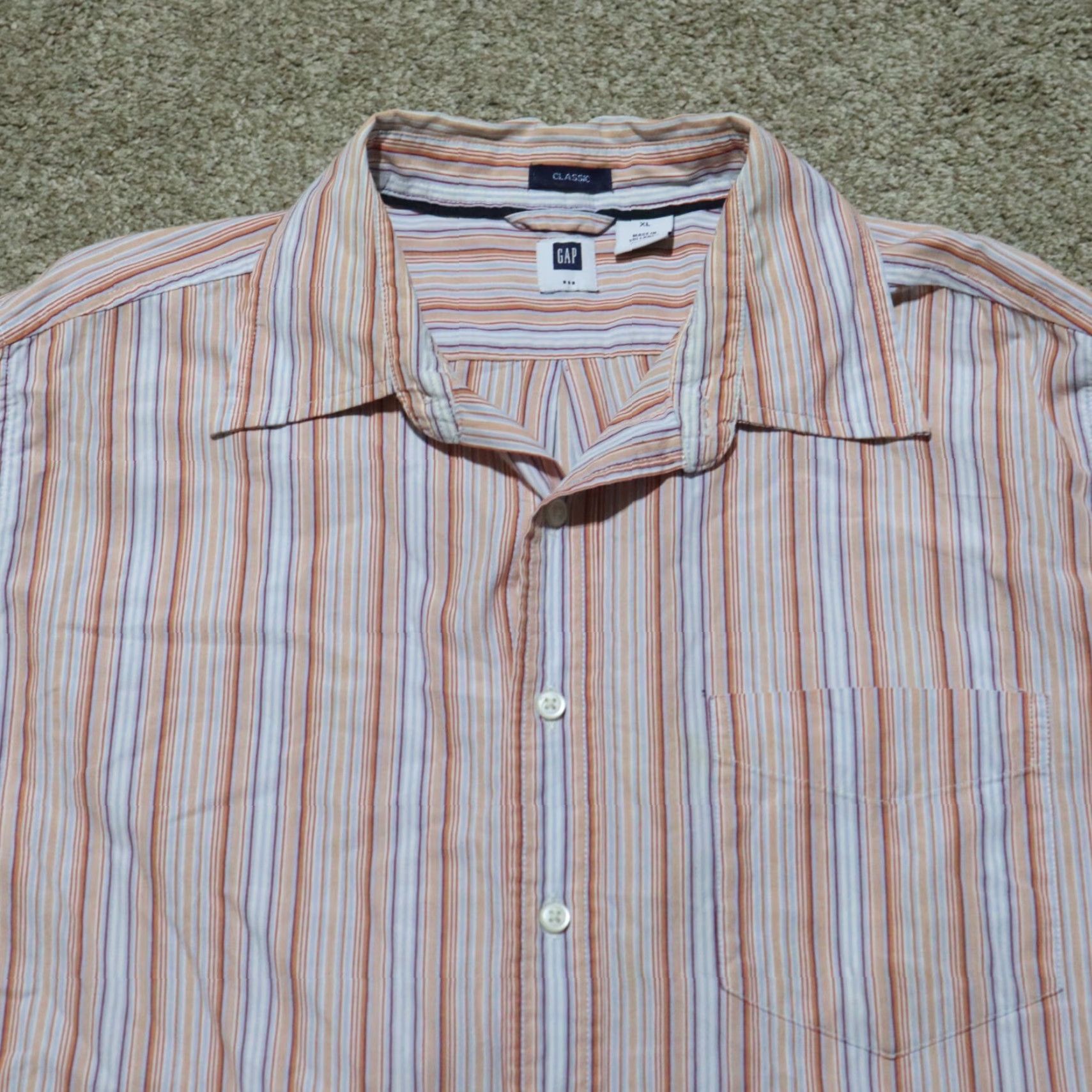 Gap Gap Shirt Button-Up XL Men Orange Striped Check Classic Vintage No N/A Size US XL / EU 56 / 4 - 2 Thumbnail