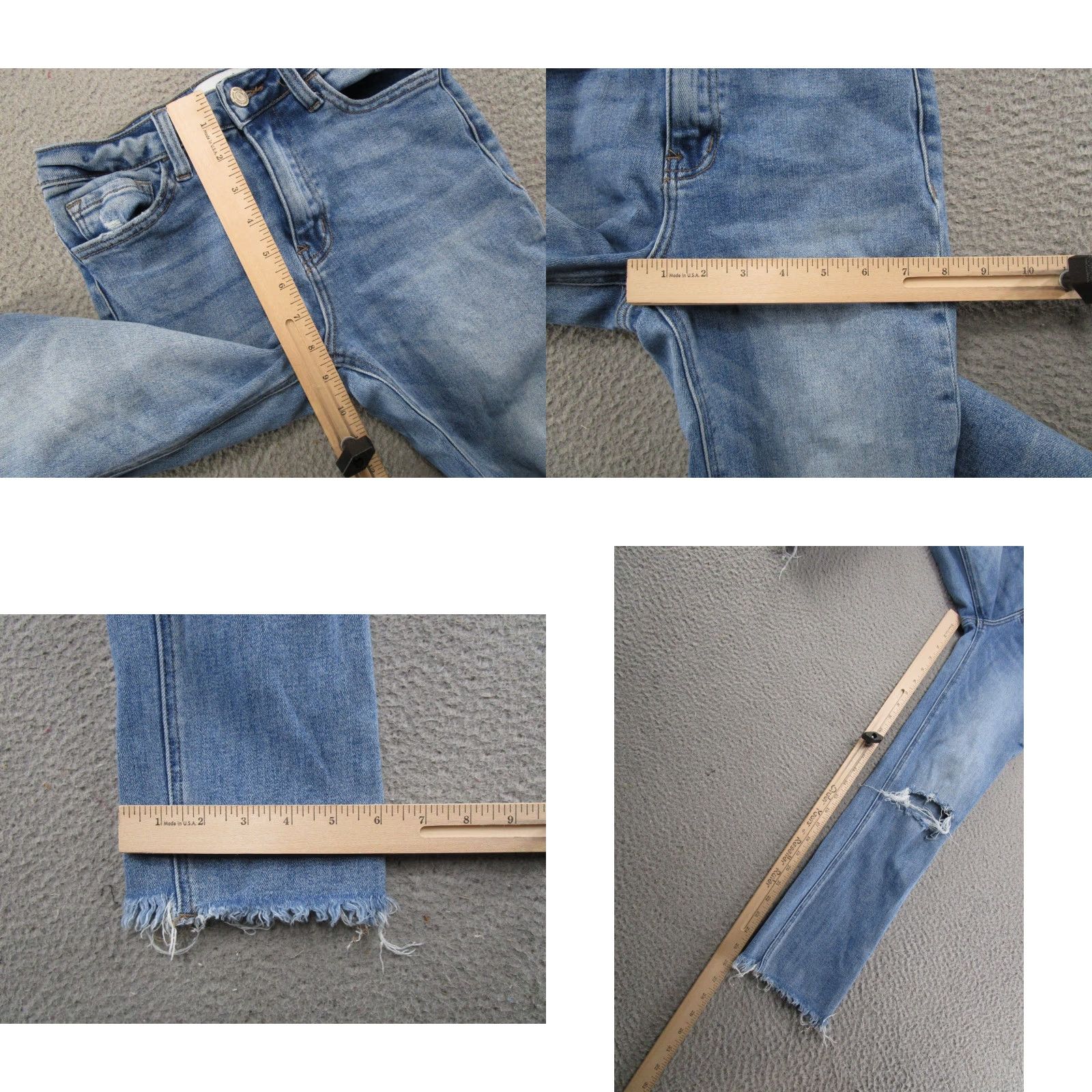 Denime Vervet Los Angeles Jeans Women Size 26 Blue Distressed Denim Raw Hem Straight Leg Mid Rise Womens Size 26" / US 2 / IT 38 - 8 Thumbnail