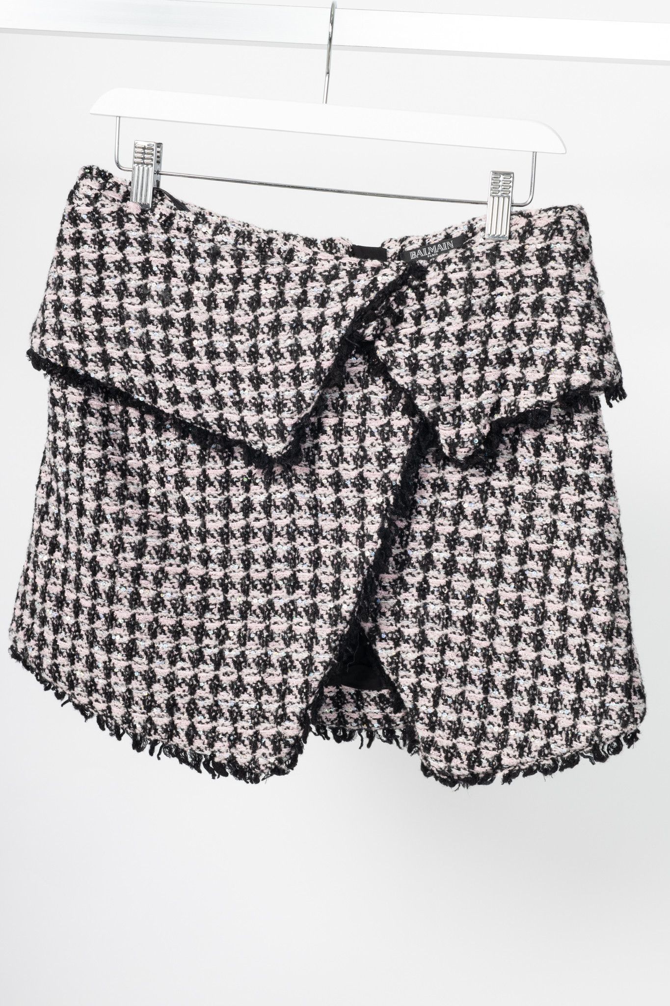 Balmain Balmain Sequin Houndstooth Tweed Wrap Mini Skirt Size 27" / US 4 / IT 40 - 3 Thumbnail