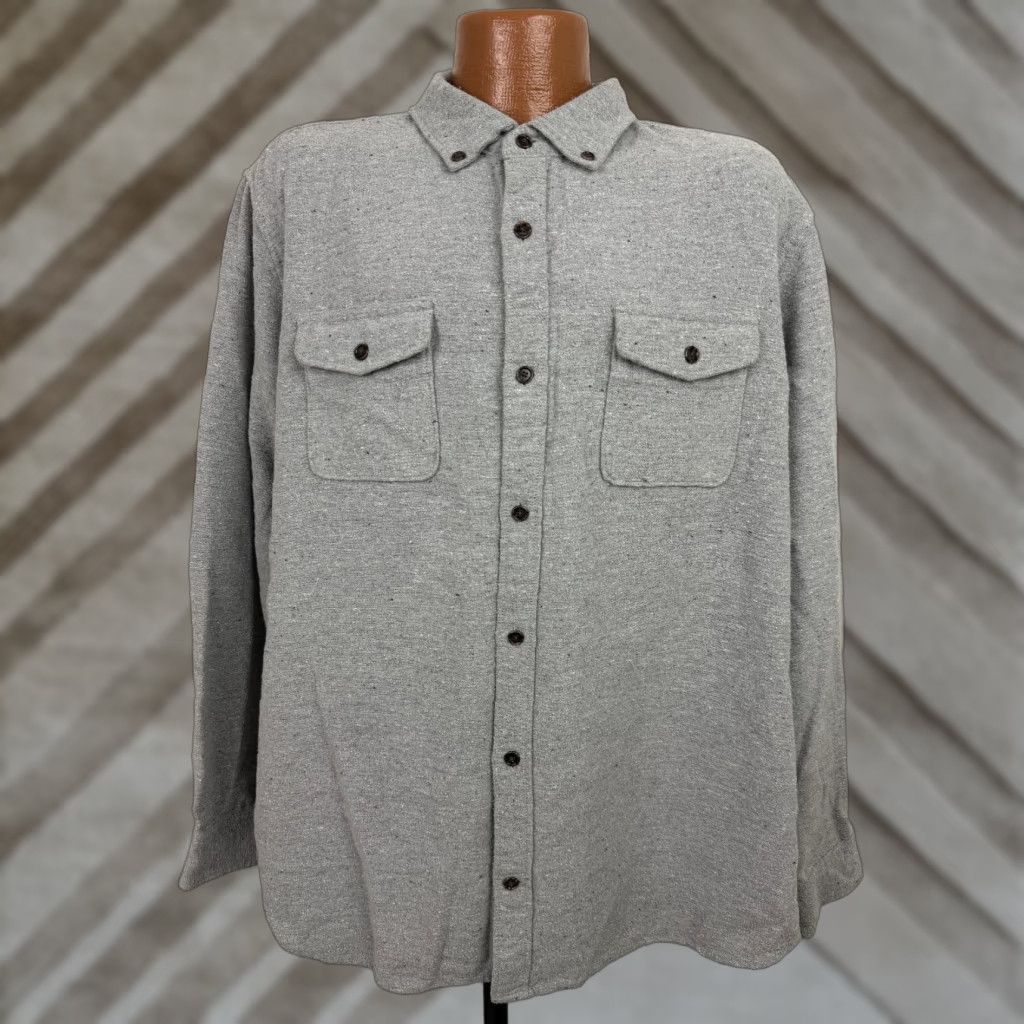 Gap Gap Button-Up Shirt Men 2XL Flannel Heavyweight Gray - Solid, Long Sleeve, Collared, Gap Size US XXL / EU 58 / 5 - 1 Thumbnail