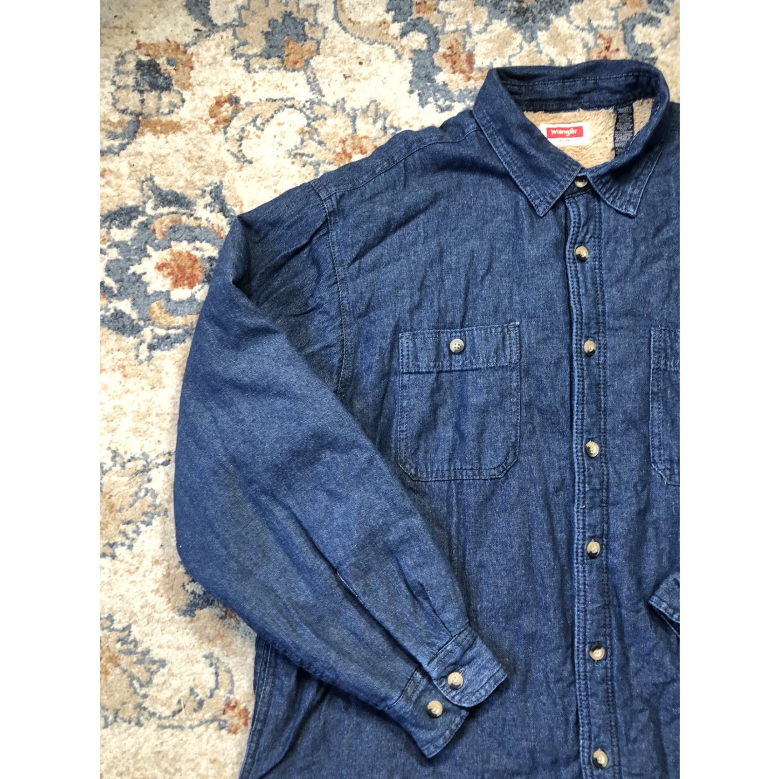 Wrangler VINTAGE Wrangler Jacket Mens XL Blue Sherpa Lined Denim Button Up Western Workwear Cozy Size US XL / EU 56 / 4 - 3 Thumbnail