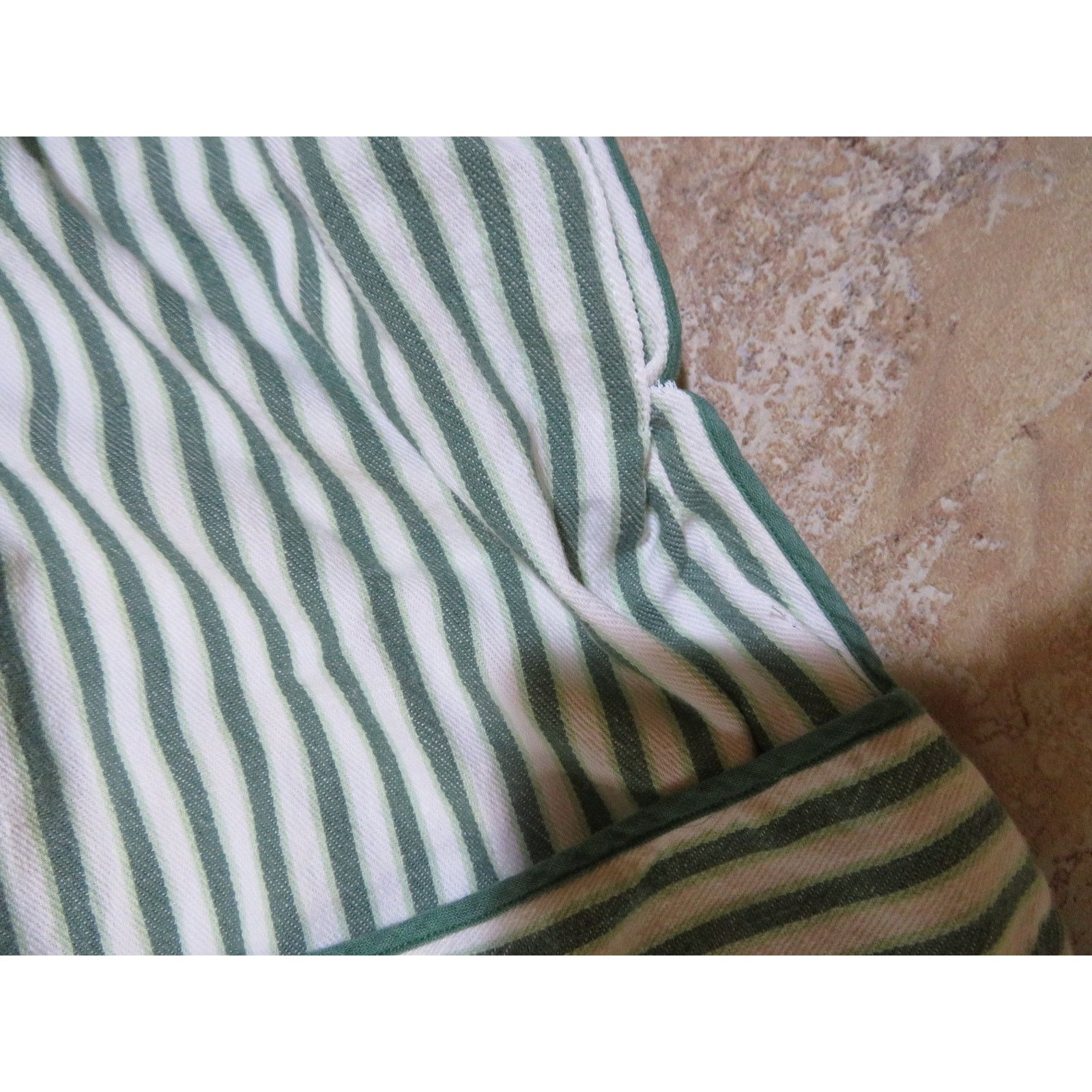 Other Kay Shannon Waitress Apron Green White Striped 1940s50s Size 28 - 6 Thumbnail