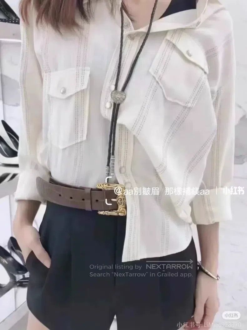 Saint Laurent Paris Saint Laurent Paris Pearl Button Striped Shirt Size XS / US 0-2 / IT 36-38 - 9 Thumbnail