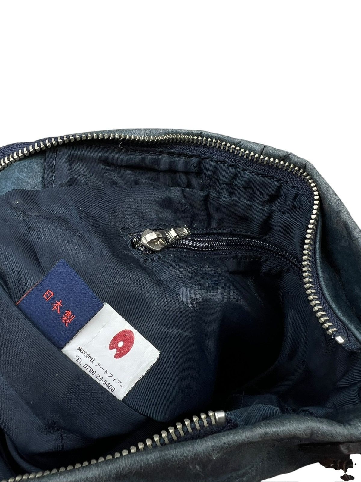 Japanese Brand Artphere Japan Distressed Faded Blue Leather Sling Bag Size ONE SIZE - 14 Thumbnail