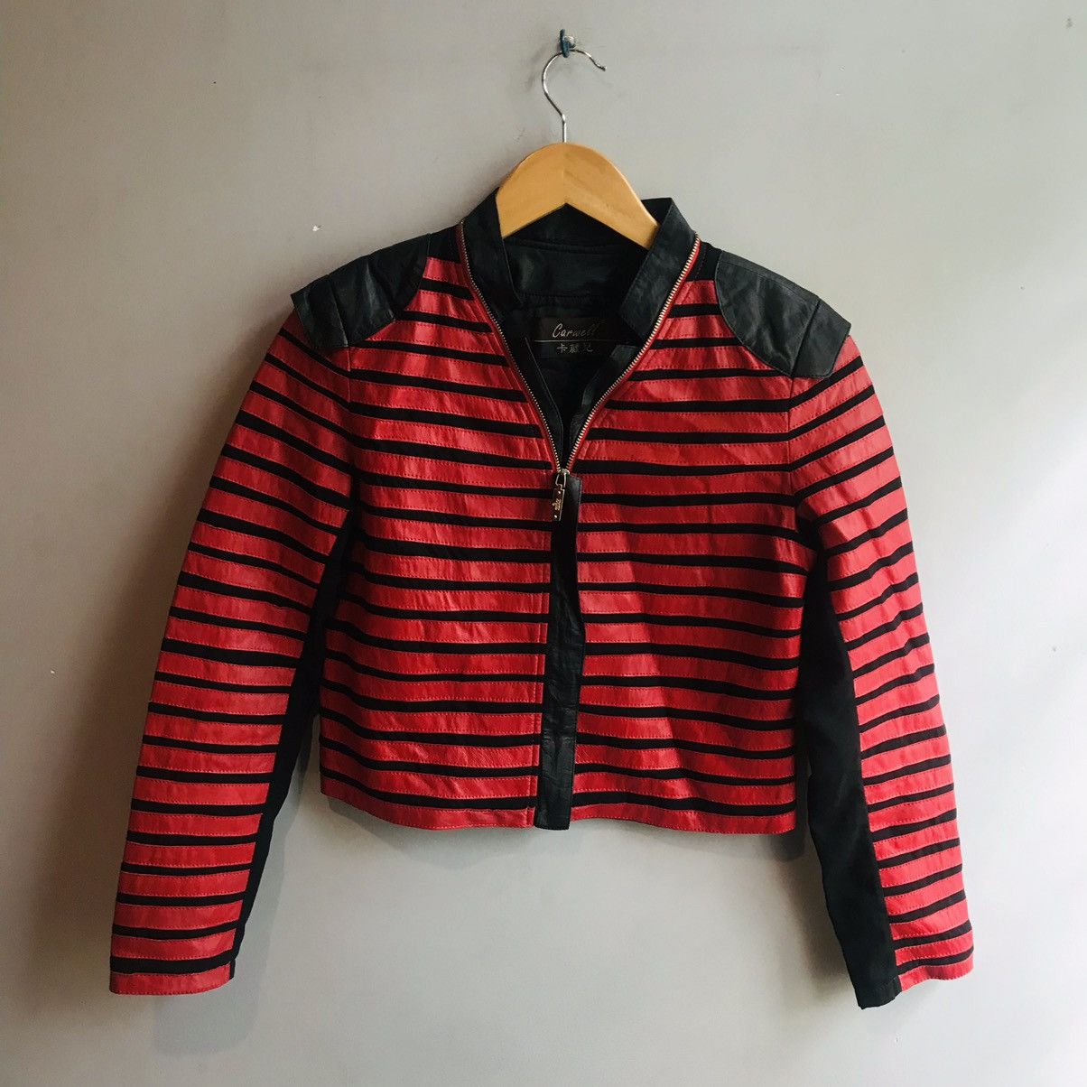 If Six Was Nine × Japanese Brand Japanese Horizontal Strips Leather Jacket Size M / US 6-8 / IT 42-44 - 2 Thumbnail