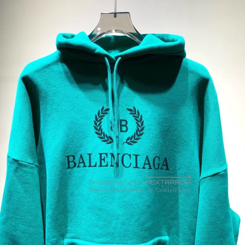 Balenciaga Balenciaga Lake Green Wheat Logo Hooded Sweatshirt Size US S / EU 44-46 / 1 - 3 Thumbnail