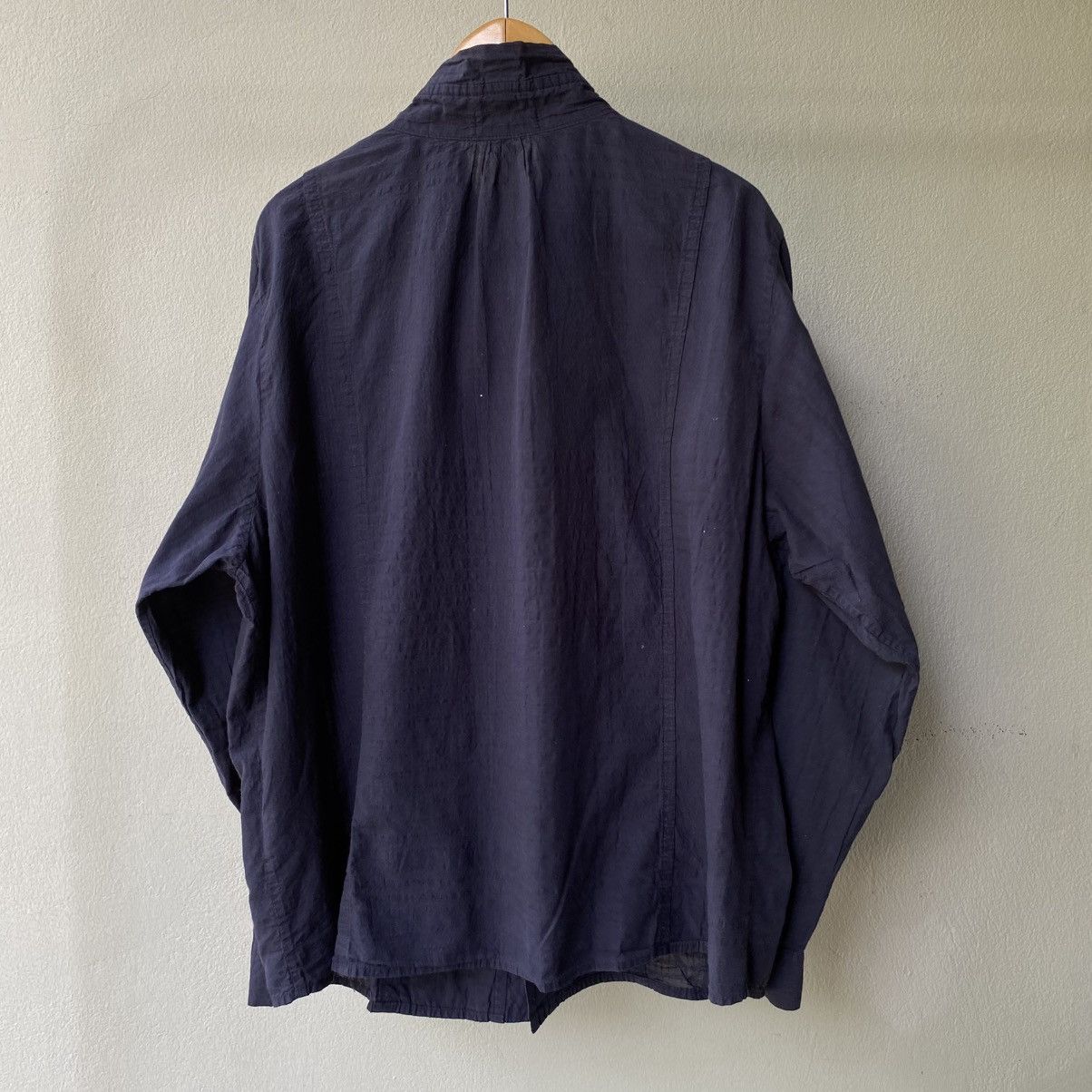 Issey Miyake Plantation Navy Textured Shirt Size XL / US 12-14 / IT 48-50 - 2 Thumbnail