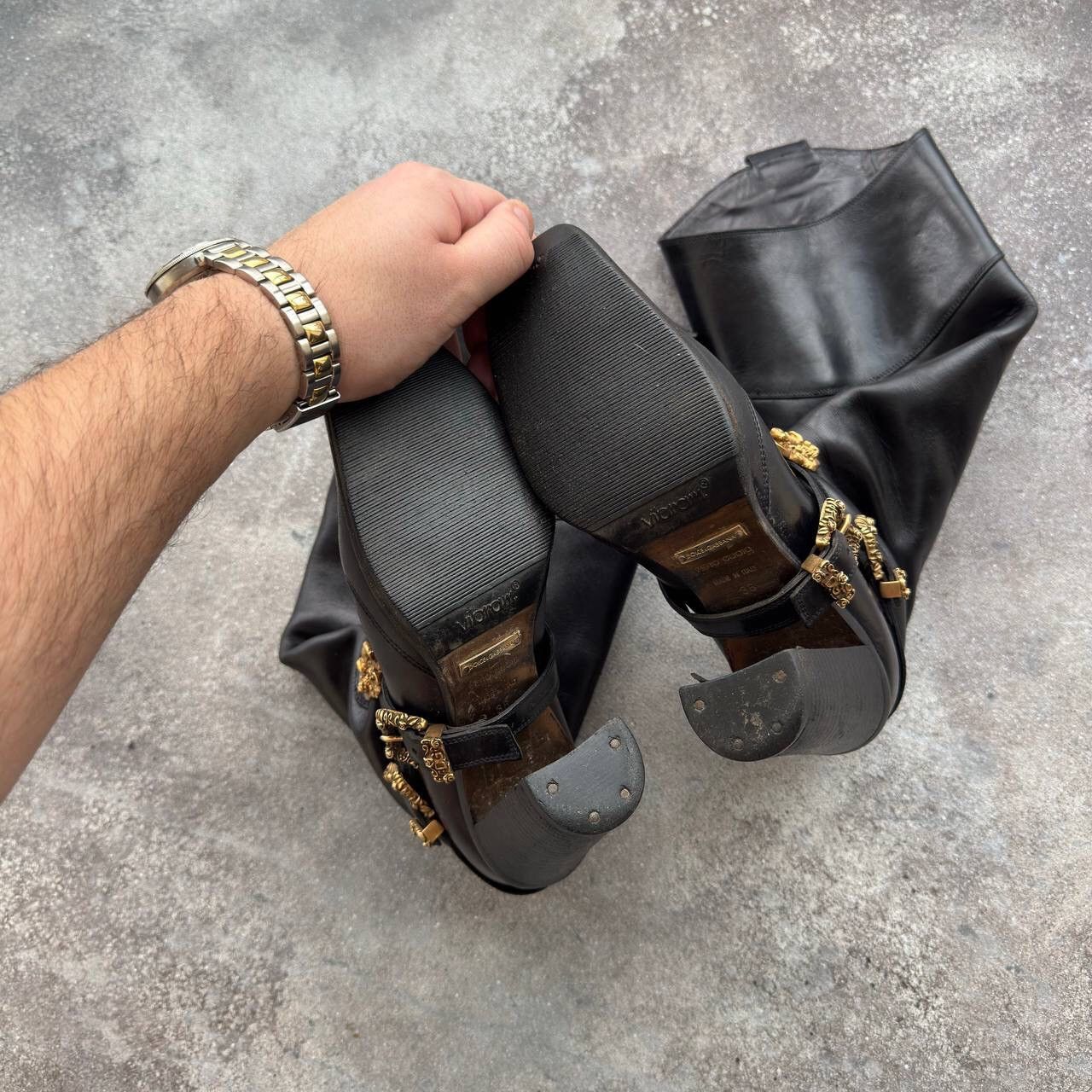 Dolce & Gabbana Dolce & Gabbana Black Leather Knee Boots Size US 6 / IT 36 - 19 Thumbnail