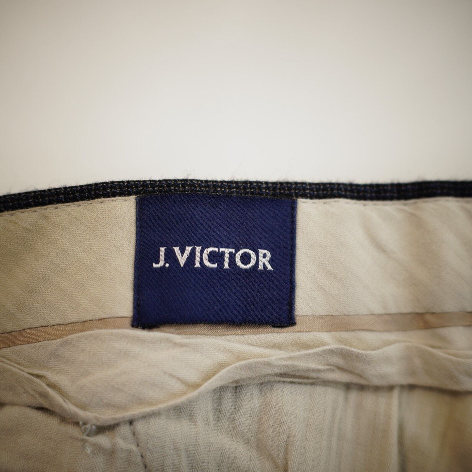 Jack Victor DAMAGED Jack Victor Thick Wool Blue Tan Check Pleated Cuffed Size 34R - 7 Thumbnail