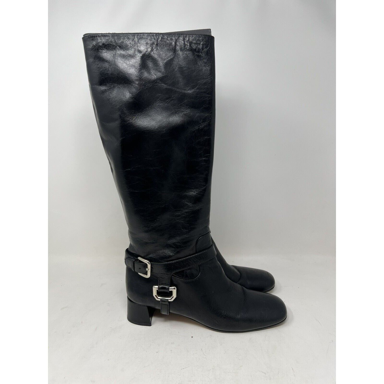 Prada PRADA CAVALIERE Black 2011 Knee High Harness SHOES BOOTS 39 Size US 8 / IT 38 - 1 Thumbnail