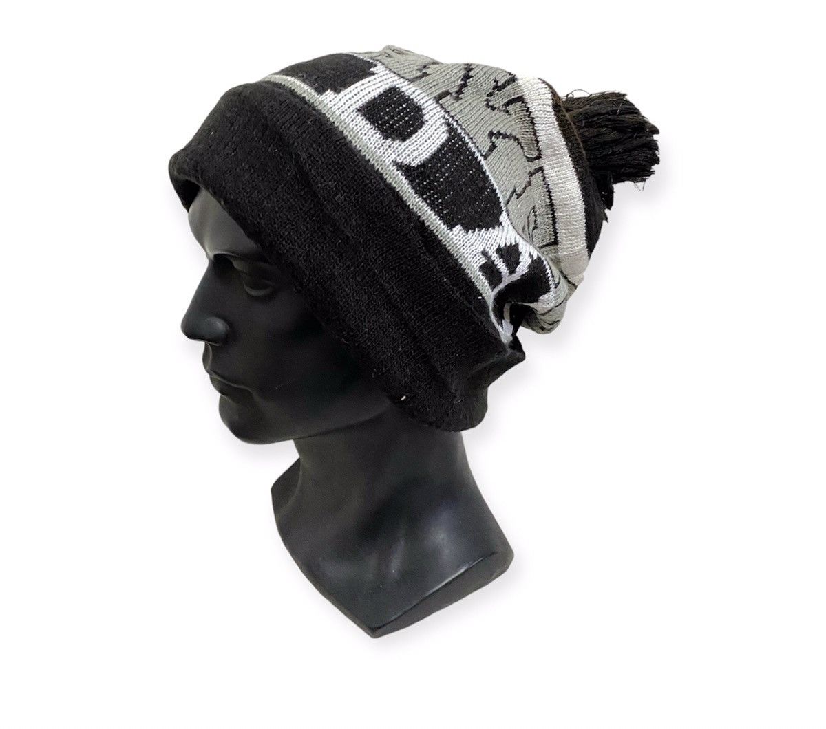 image of Rodeo Crown Spellout Bobble Beanie Hat in Black, Men's