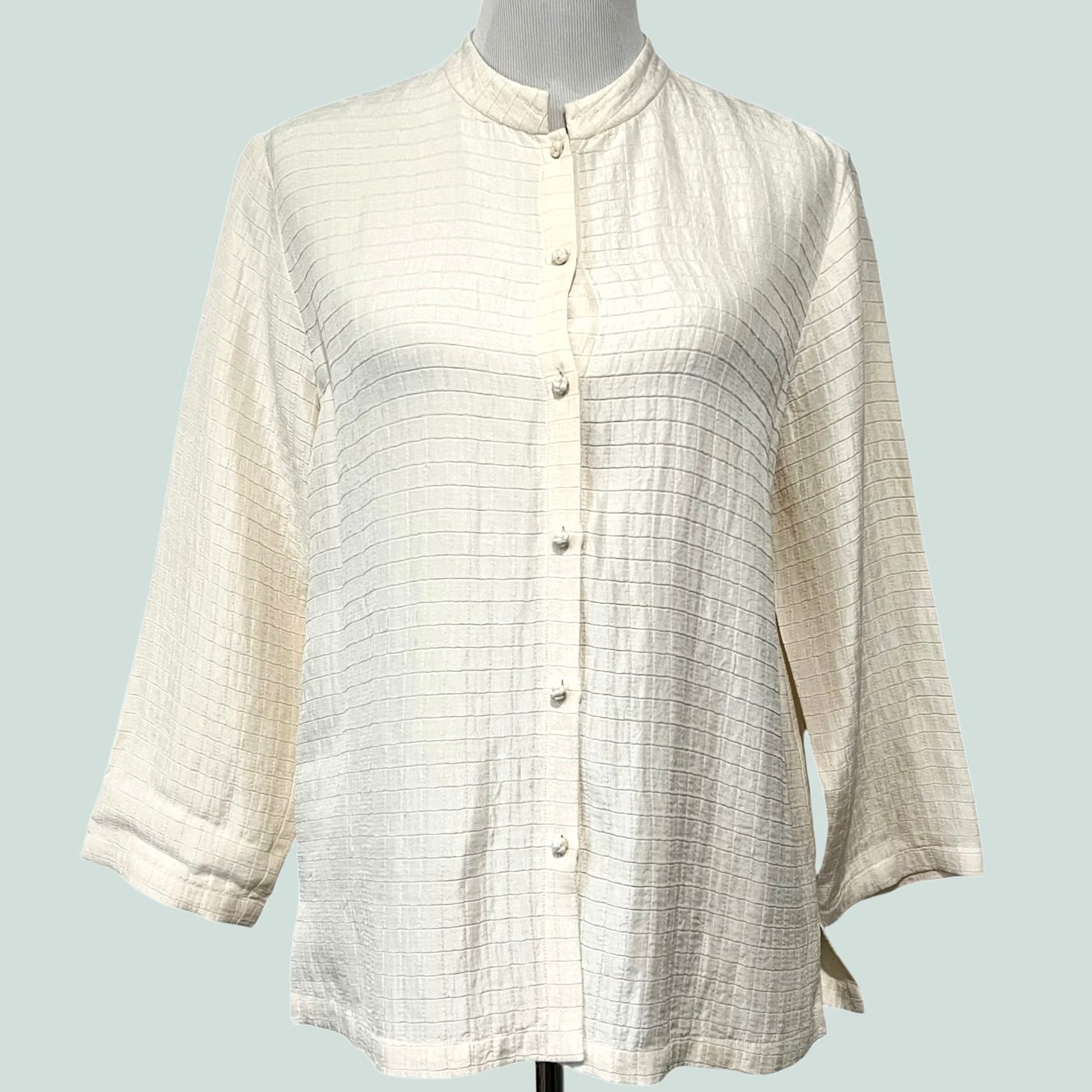 Eileen Fisher Eileen Fisher Jacket Womens M Cream Topper Silk Linen Blend Knob Button Closure size Size M / US 6-8 / IT 42-44 - 1 Thumbnail