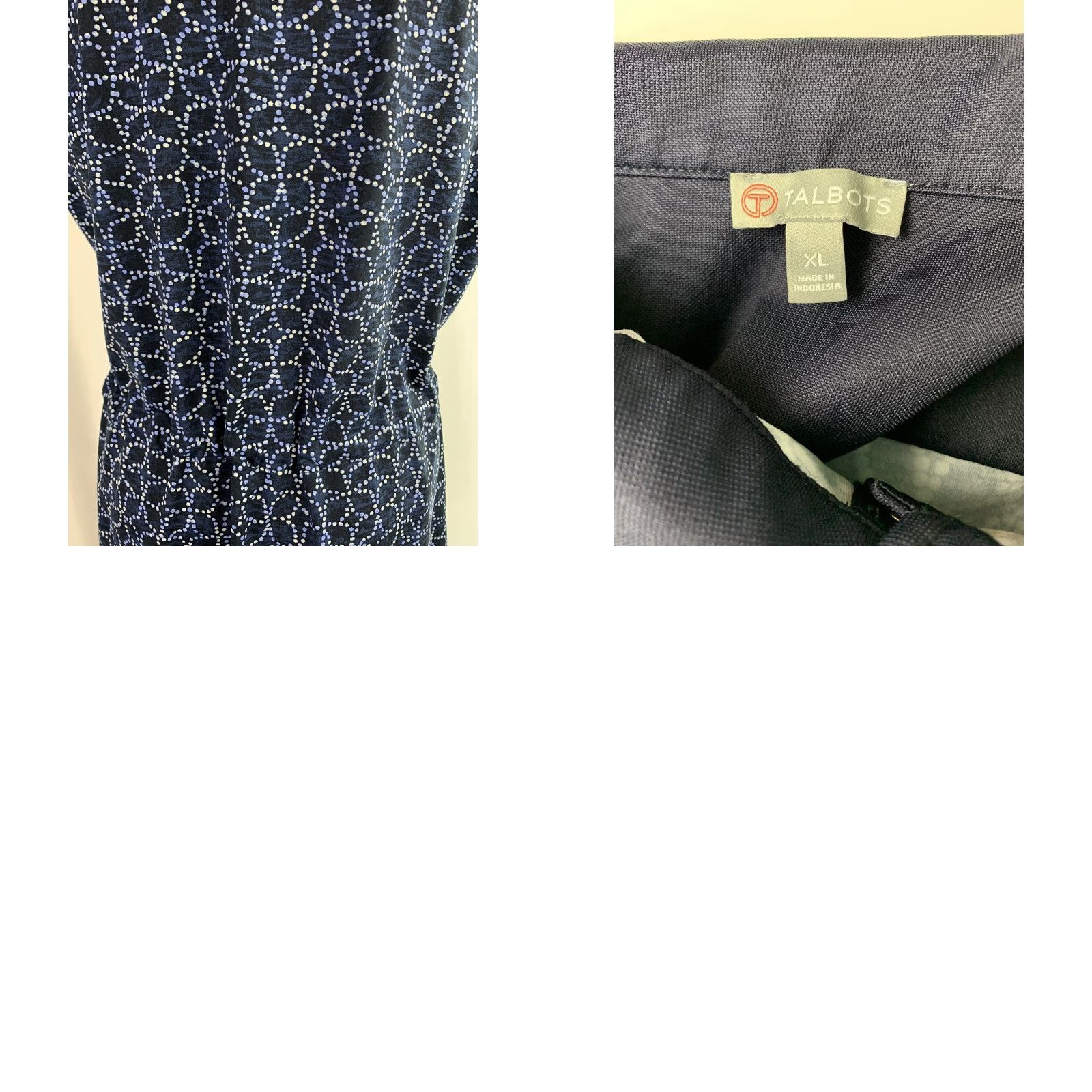 Talbots XL Talbots Navy Blue Print Althleisure Pockets Drawstring Waist Collar Size ONE SIZE - 8 Thumbnail