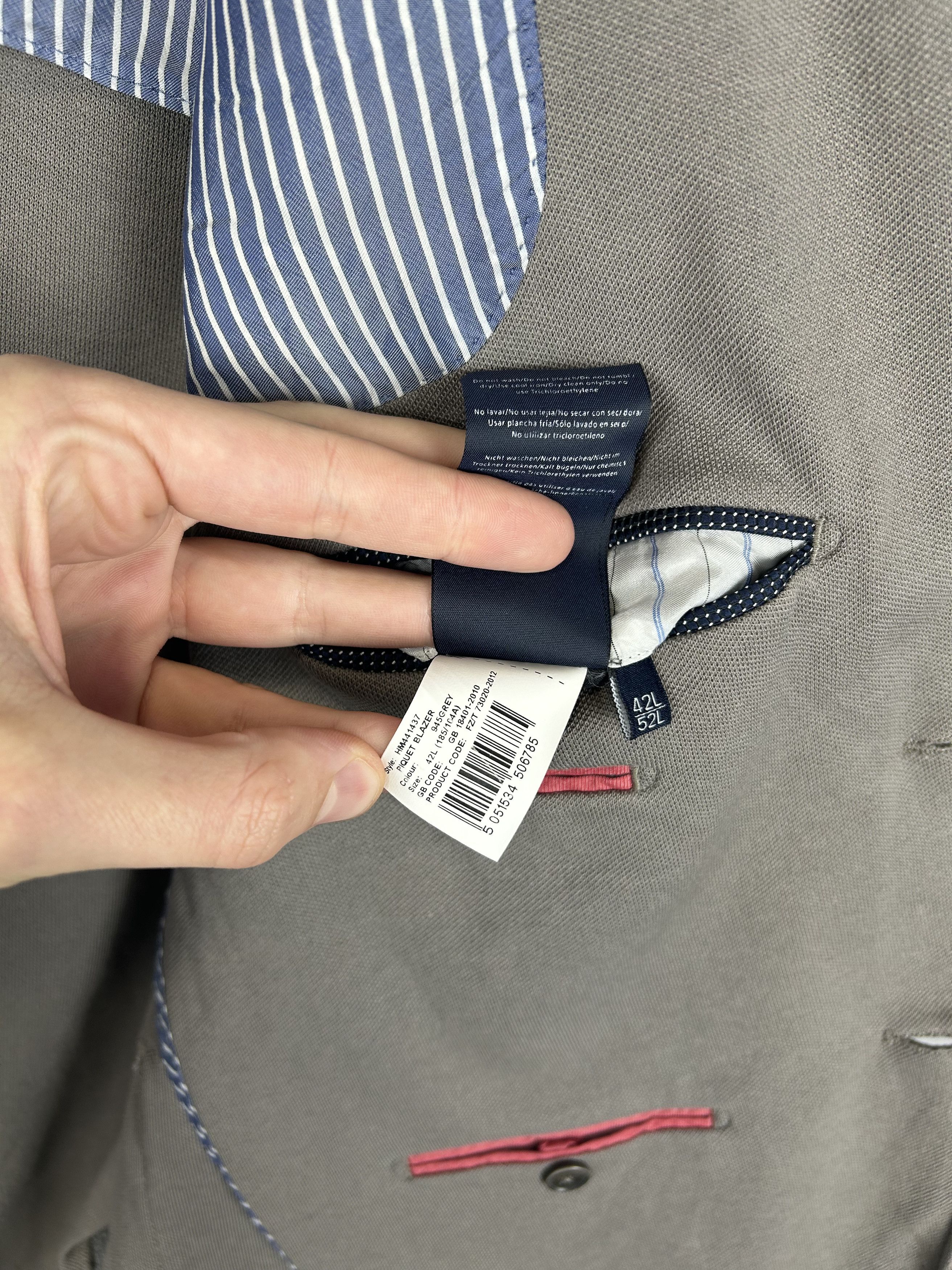 Hackett Hackett Piquet Blazer London Jacket 945 Grey Men's 42L Size Size 42L - 7 Thumbnail