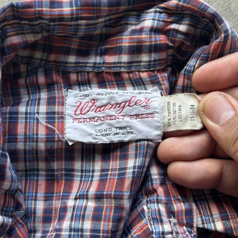 Wrangler Vintage 70s Wrangler Western Plaid Ruby Snap Button Shirt Size US M / EU 48-50 / 2 - 5 Thumbnail