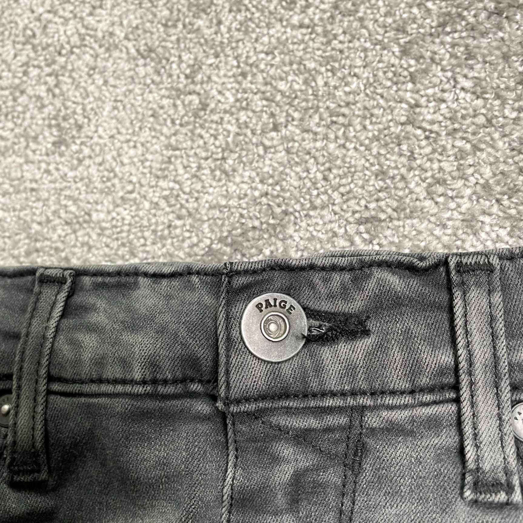 Paige Paige Lennox Jeans Mens 32 Black Charcoal Wash Straight Denim 5-Pocket Distressed Stretch 32x32 Regular Mid Rise Mens Size US 32 / EU 48 - 3 Thumbnail