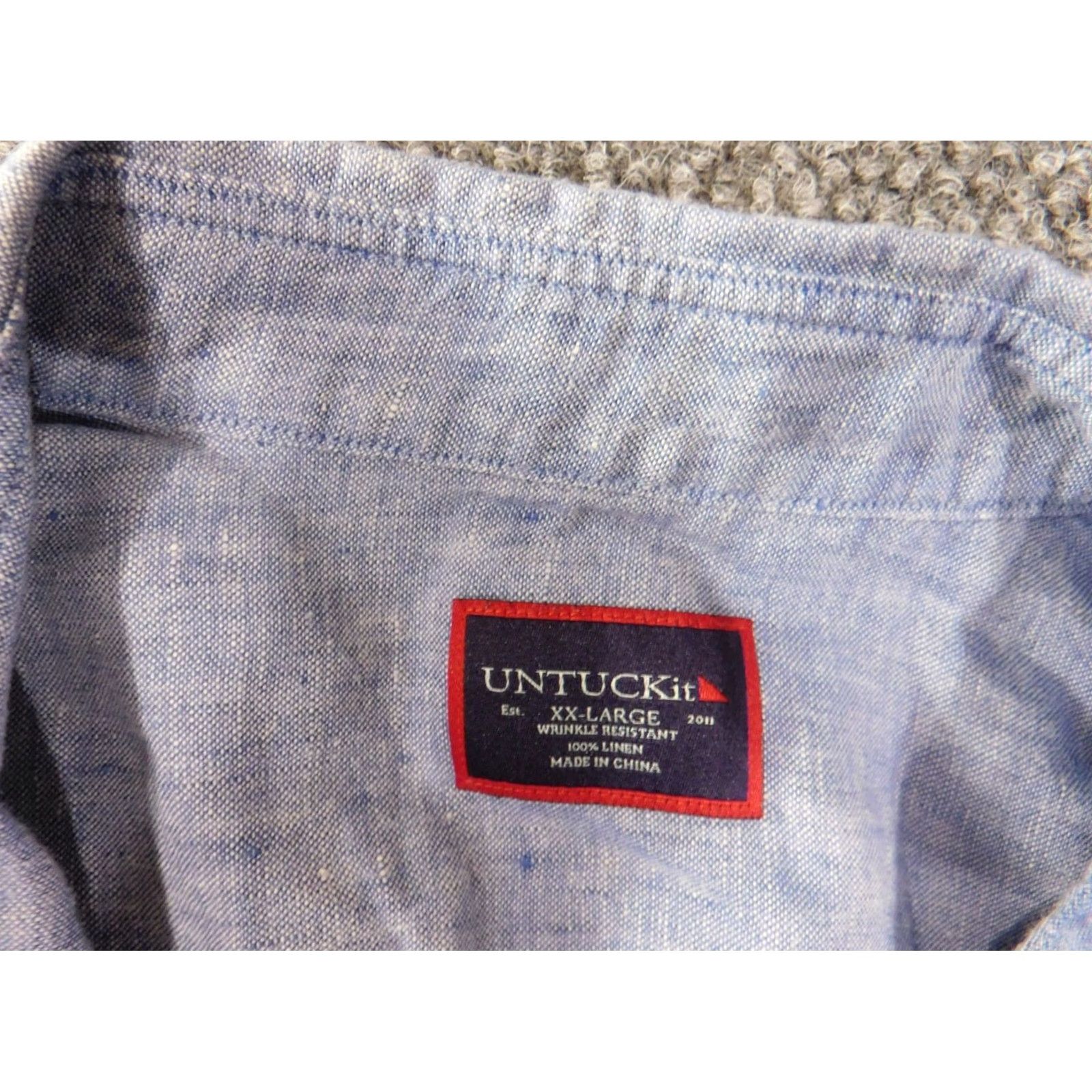 UNTUCKit UNTUCKit Shirt Button-Up XL2XL Linen Blue Wrinkle Resistant City Casual Button-Down Collar Mens Shirt Size US XXL / EU 58 / 5 - 4 Thumbnail