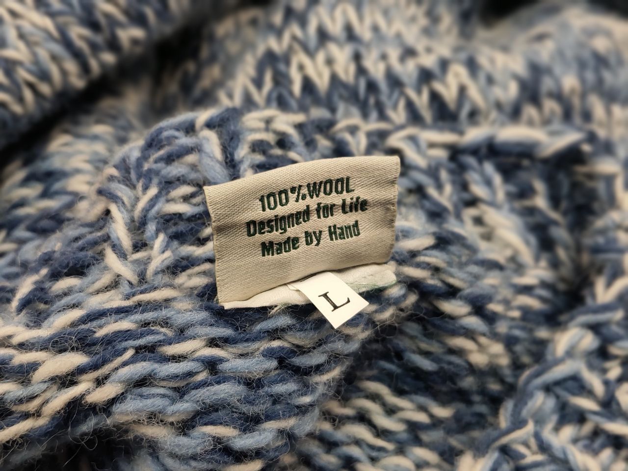 Designer Pachamama Design Handmade Knit Wool Blue Pullover Sweater Size US L / EU 52-54 / 3 - 17 Thumbnail