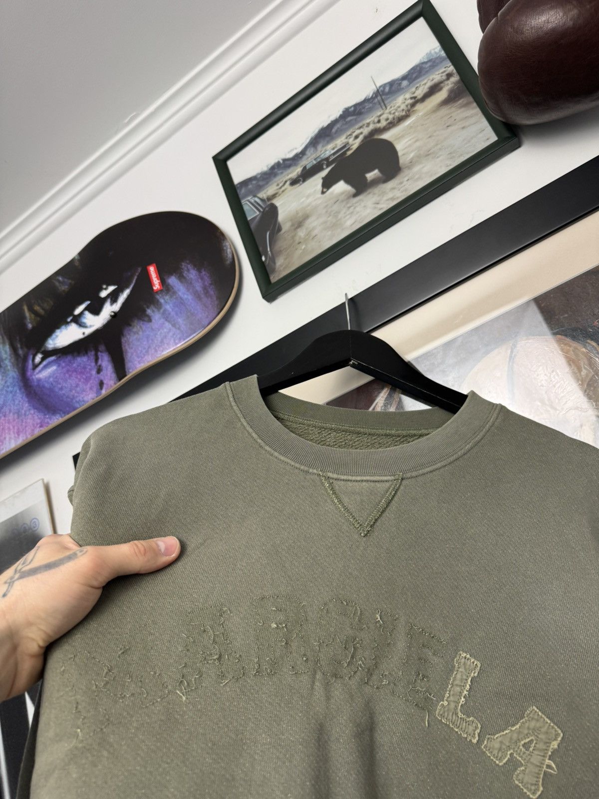 Maison Margiela SS23 Maison Margiela Distressed Faded Logo Cropped Crewneck Size US M / EU 48-50 / 2 - 4 Thumbnail