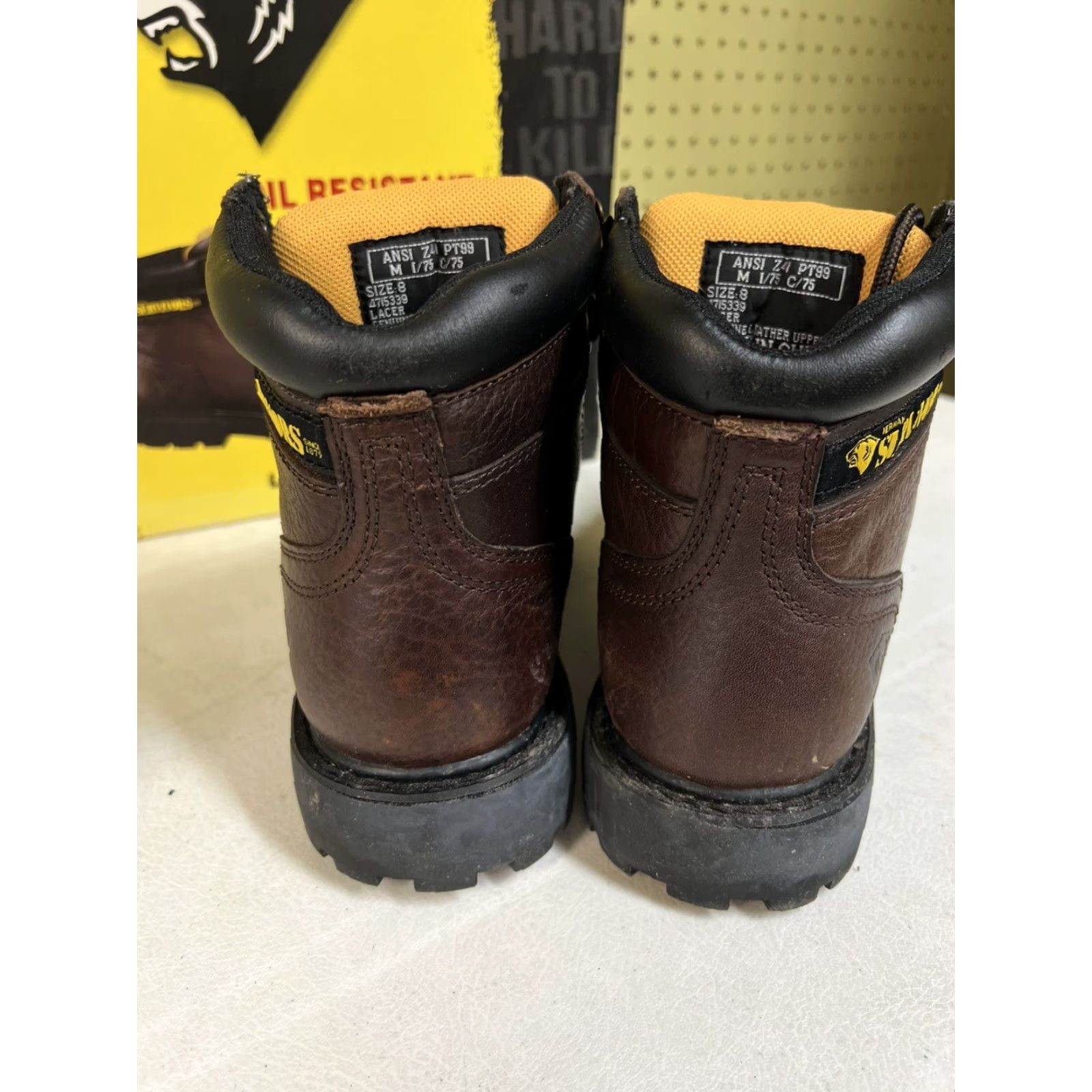 Ben Sherman Mens Herman Survivors Brown Sz 8 Laced Steel Toe Oil Resistant Work Boots Size US 8 / EU 41 - 3 Thumbnail