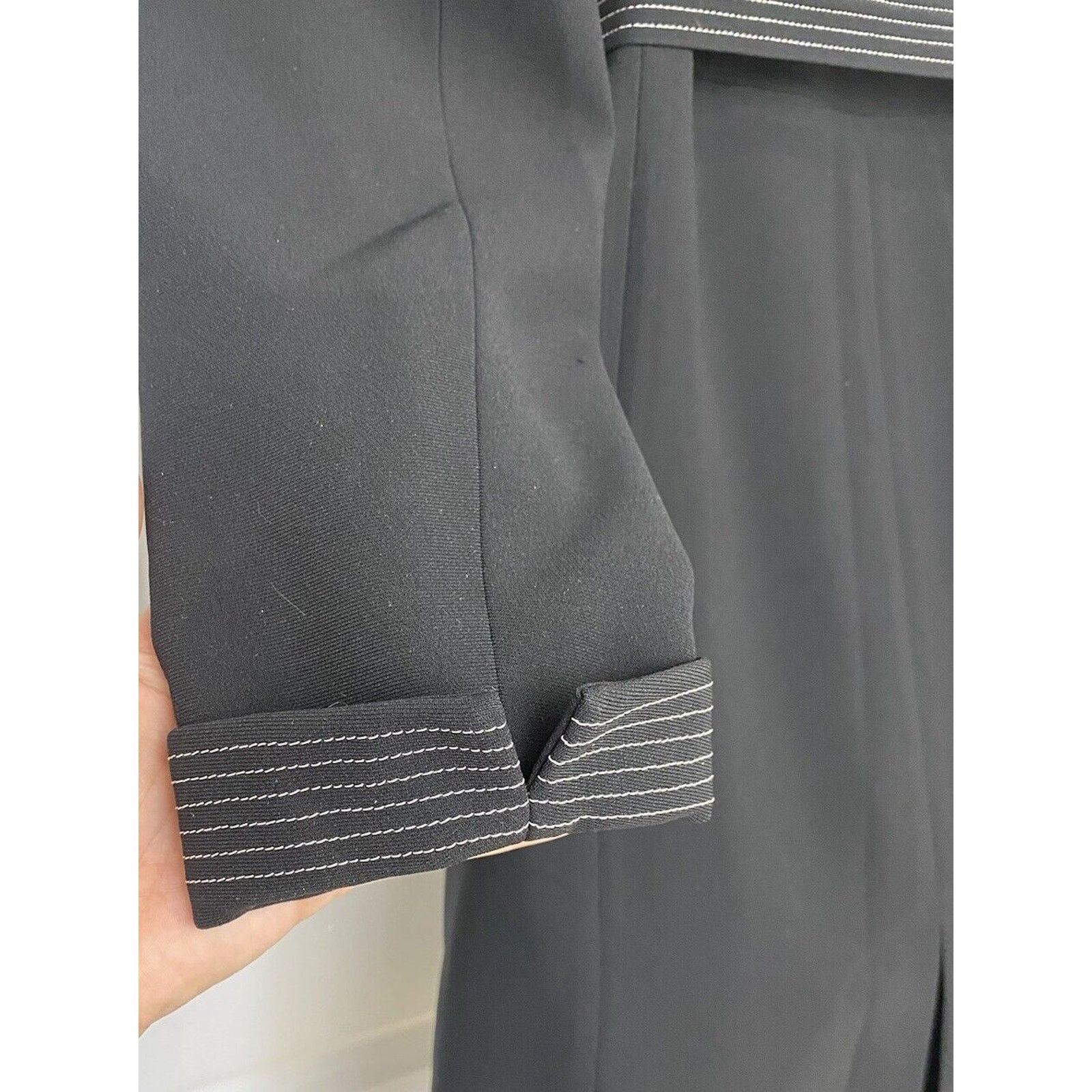 Ann Taylor Ann Taylor Coat Dress 4P Black Collared Button Down Belted Size S / US 4 / IT 40 - 2 Thumbnail