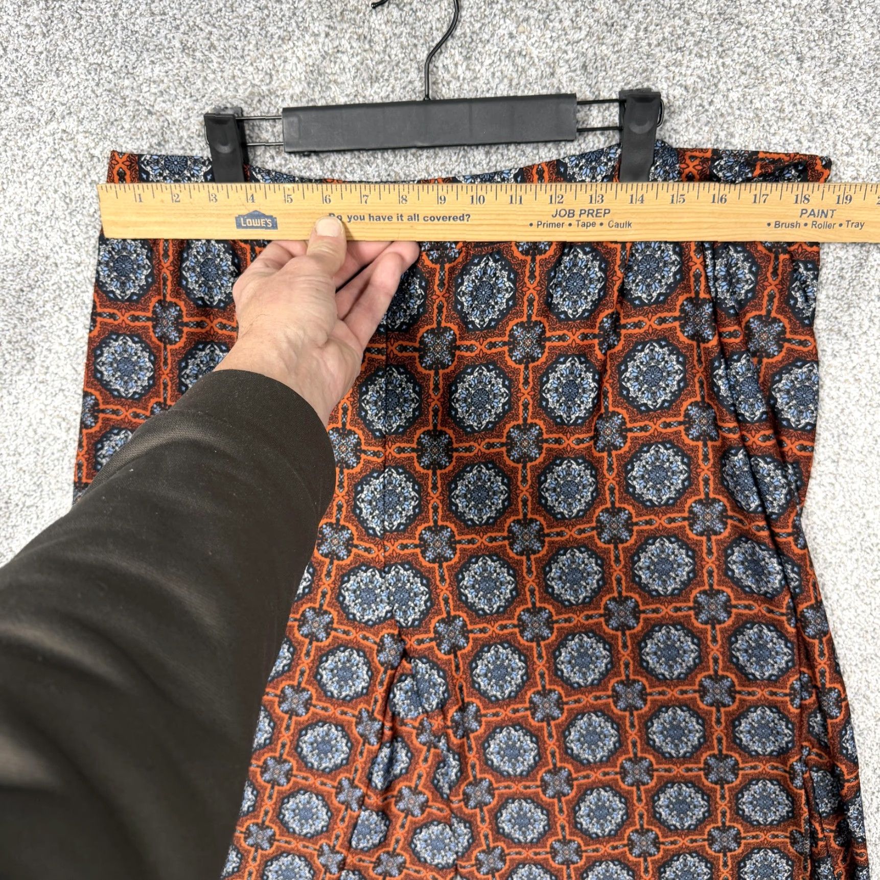 Vintage VINTAGE: Notations Capri Pants 2X Plus 37x21 Orange Blue Medallion Geometric Boho Jersey Wide-Leg Pull On Capris Womens PlusSize USA Made Size 40" / US 18 - 2 Thumbnail