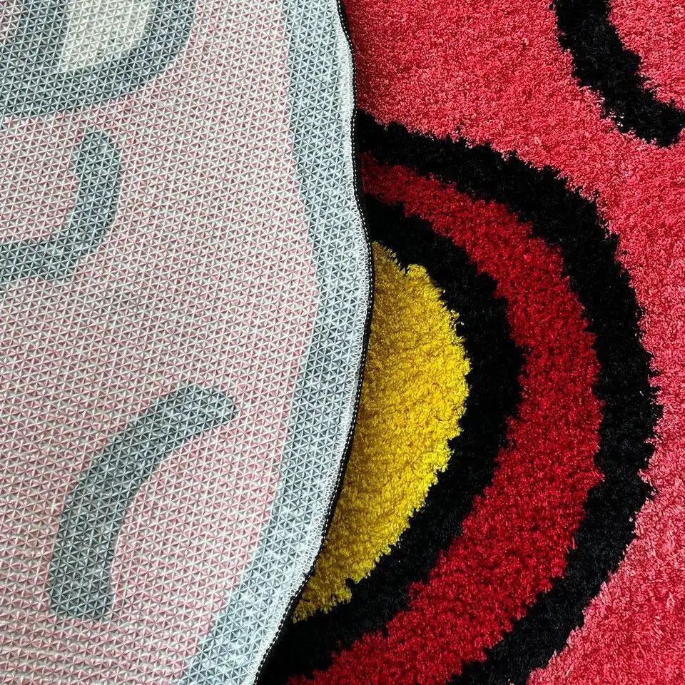 Designer × Japanese Brand Cherry Bomb Rug Pink Handmade Tufted Carpet 100x100cm Size ONE SIZE - 6 Thumbnail