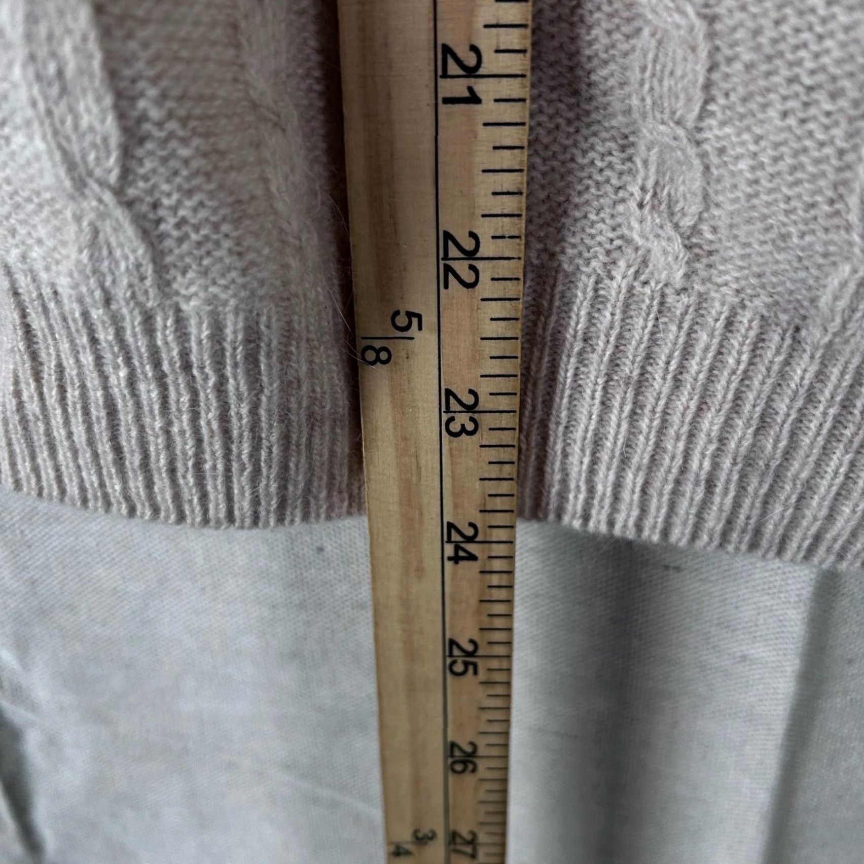 Vintage Jeanne Pierre Women Large Tan Lambswool Angora Cable Knit Cowl Neck Sweater Size L / US 10 / IT 46 - 3 Thumbnail
