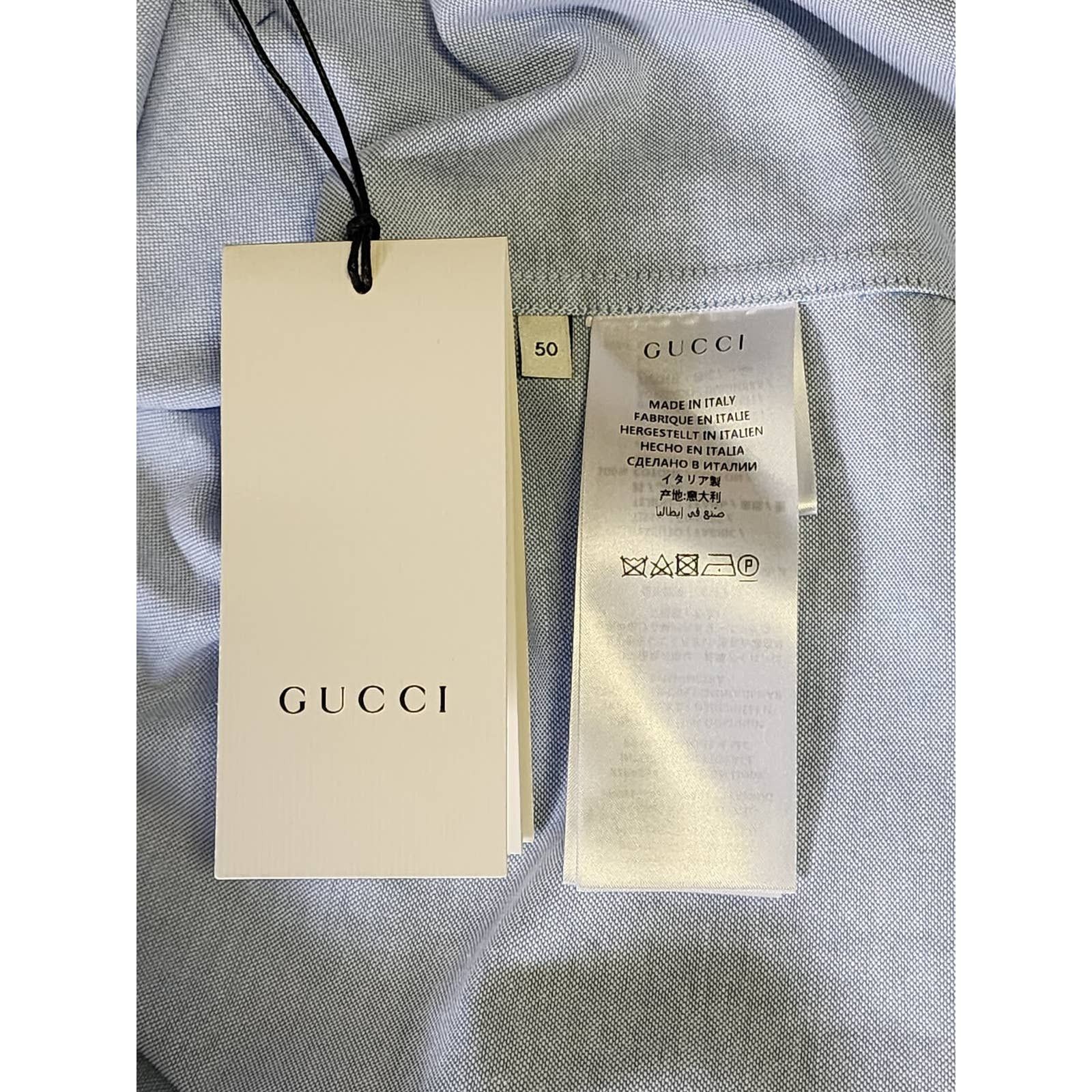Gucci New GUCCI Dress Shirt Top w Logo Embroidery Sz 50 / L Large Size US L / EU 52-54 / 3 - 8 Thumbnail