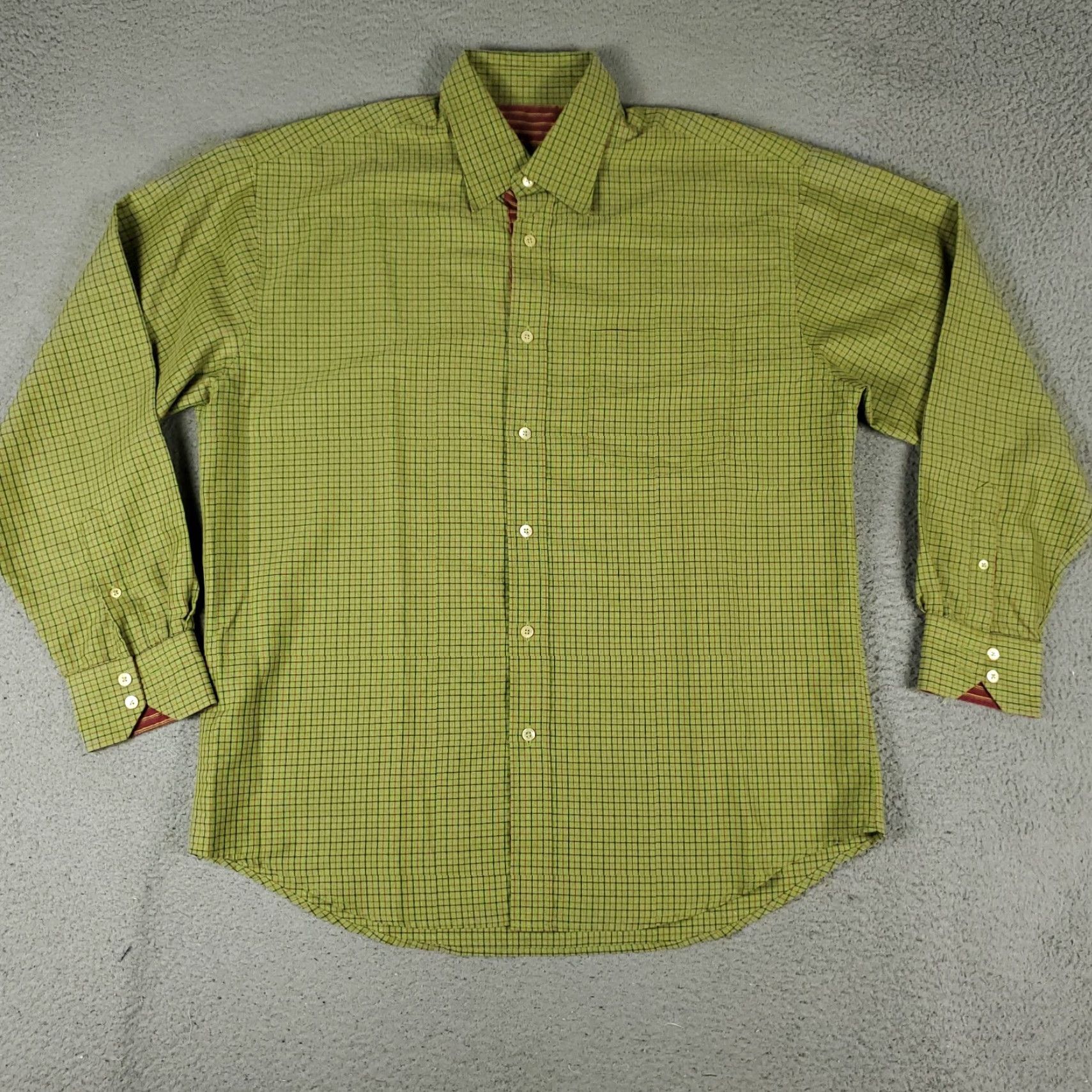 BUGATCHI VINTAGE Bugatchi Shirt Mens Large Green Check Casual Button-Up Long Sleeve Size US L / EU 52-54 / 3 - 2 Thumbnail