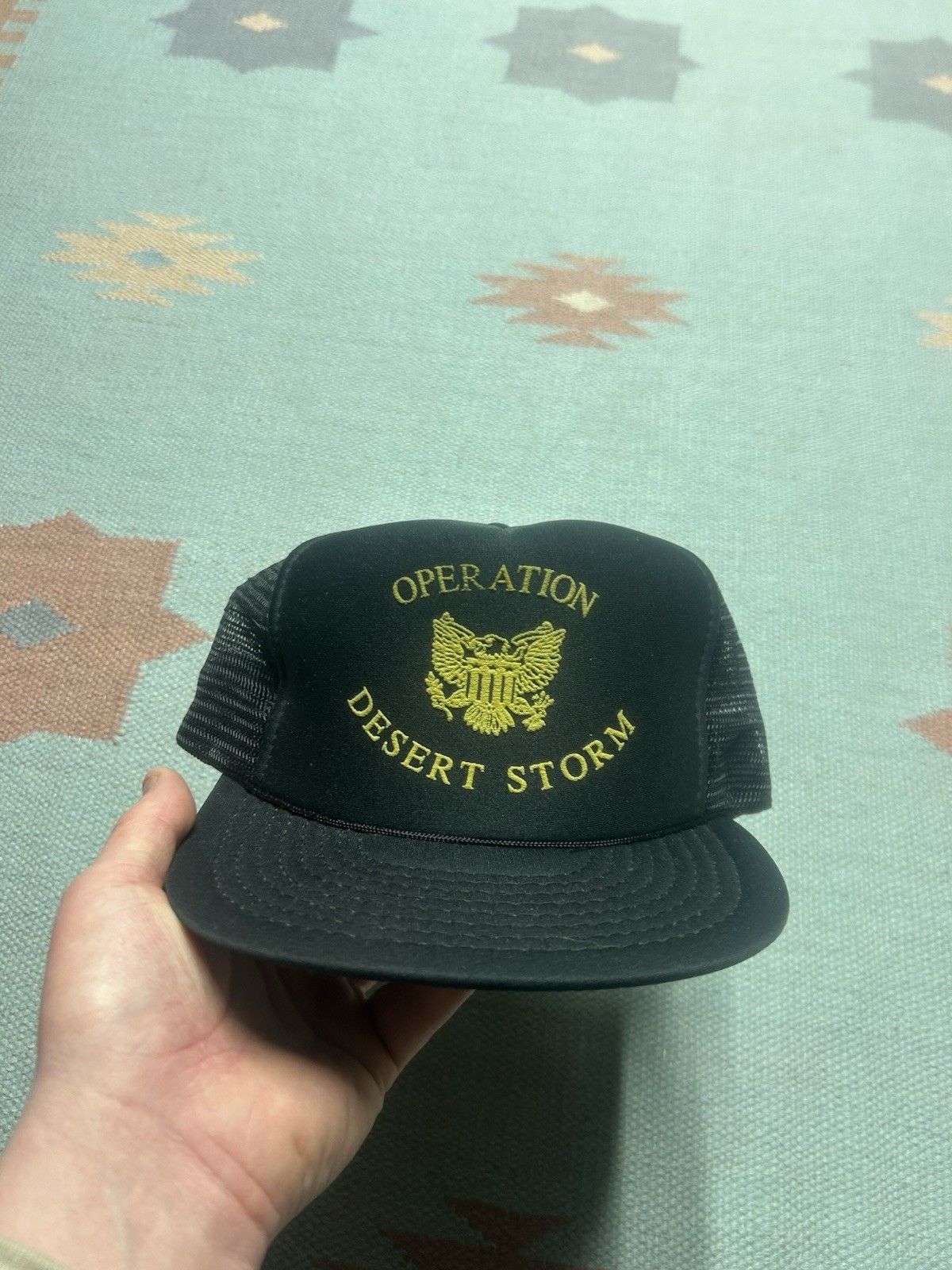 Vintage Vtg trucker hat mesh operation desert storm black snapback Size ONE SIZE - 2 Thumbnail