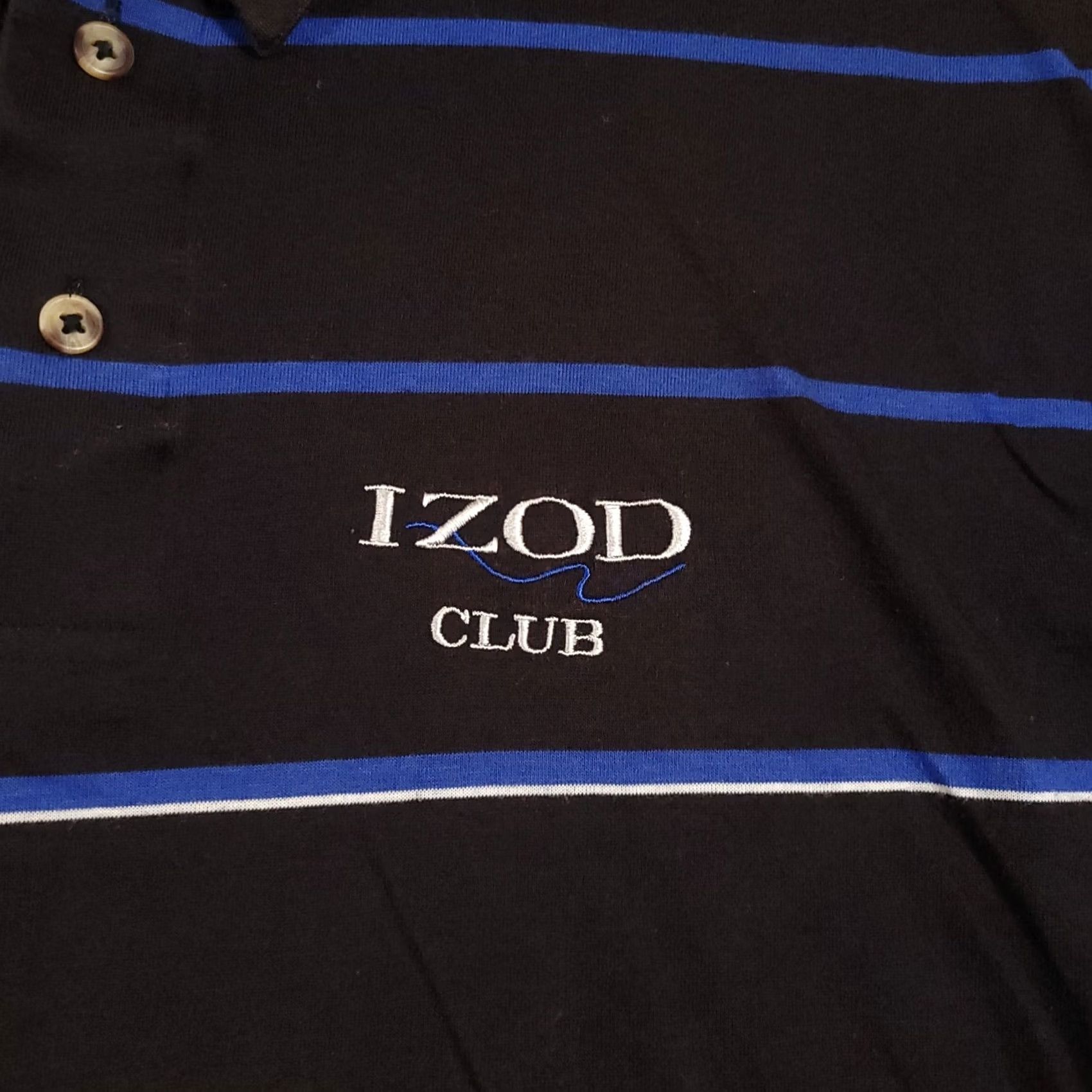 Izod VINTAGE Izod Club Polo Shirt Mens XL Black Blue Striped Pocket Golf Casual 90s Vintage Size US XL / EU 56 / 4 - 5 Thumbnail
