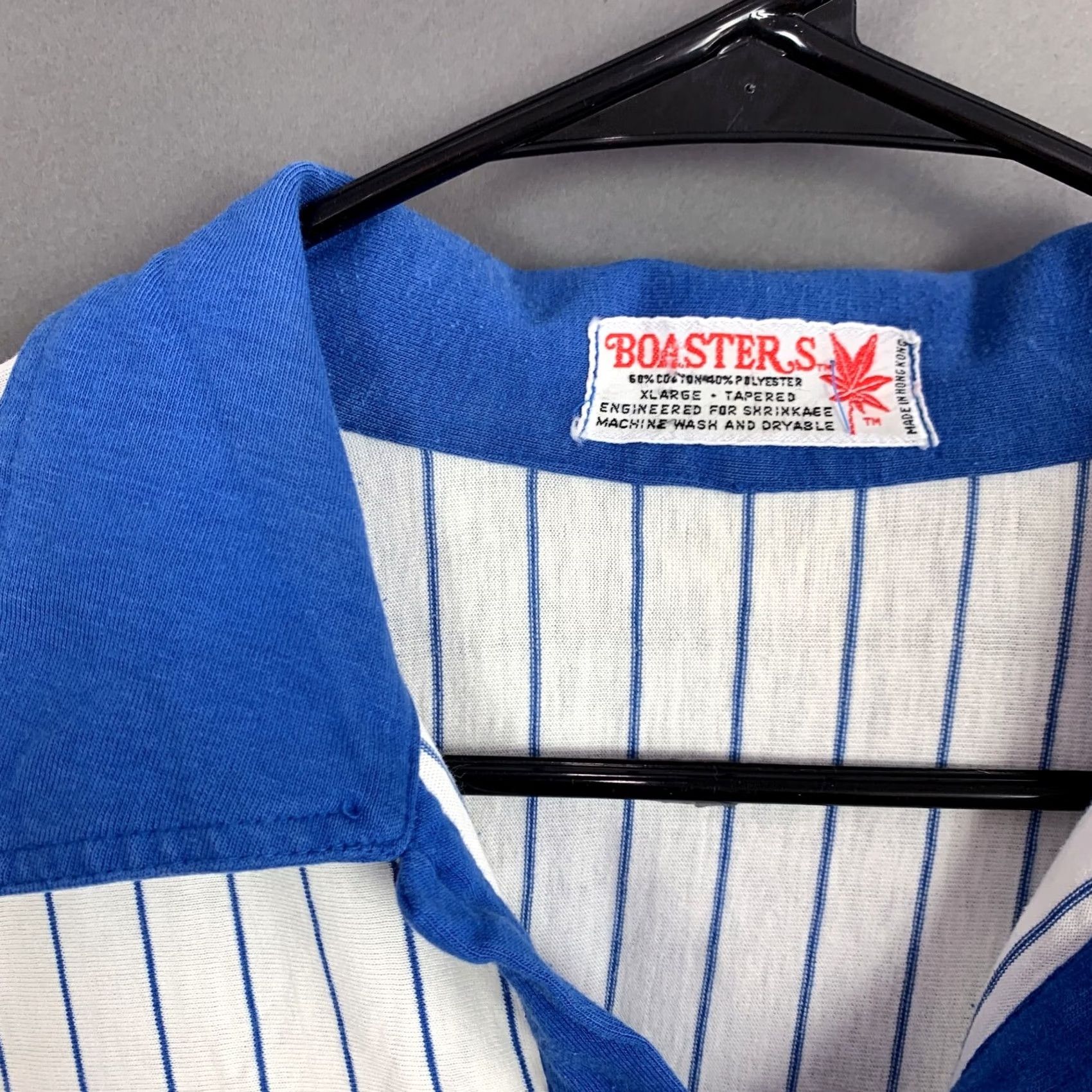 Vintage VINTAGE Boasters Polo Shirt Mens XL Short Sleeve White Blue Pinstripe 1970s Rugby Decade Size US XL / EU 56 / 4 - 2 Thumbnail