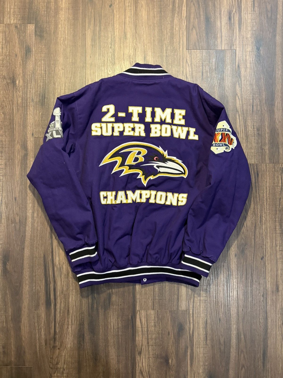 NFL 🔥Baltimore Ravens Varsity Bomber Jacket Super Bowl Champions Size US XL / EU 56 / 4 - 4 Thumbnail