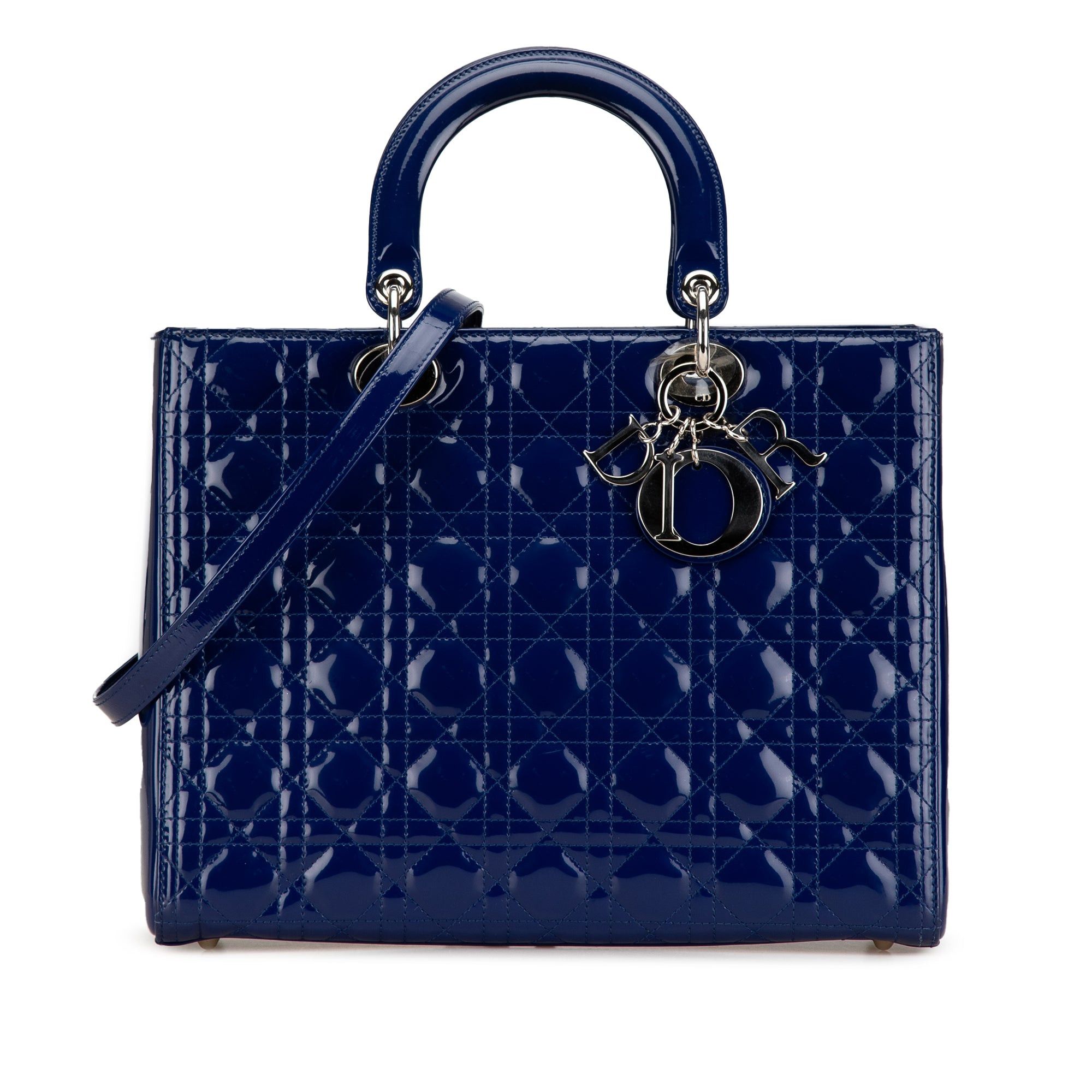 Dior Dior Large Patent Cannage Lady Dior Blue Size ONE SIZE - 1 Thumbnail